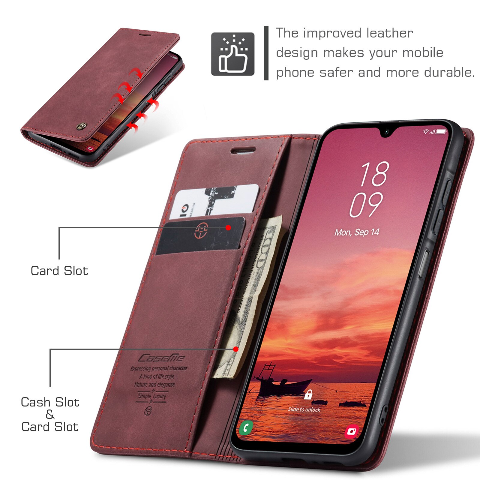 Slim Plånboksfodral Samsung Galaxy A17 Röd