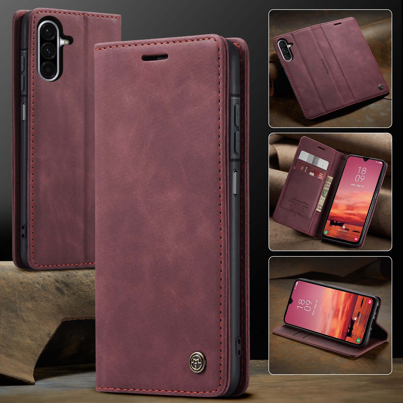 Slim Plånboksfodral Samsung Galaxy A17 Röd