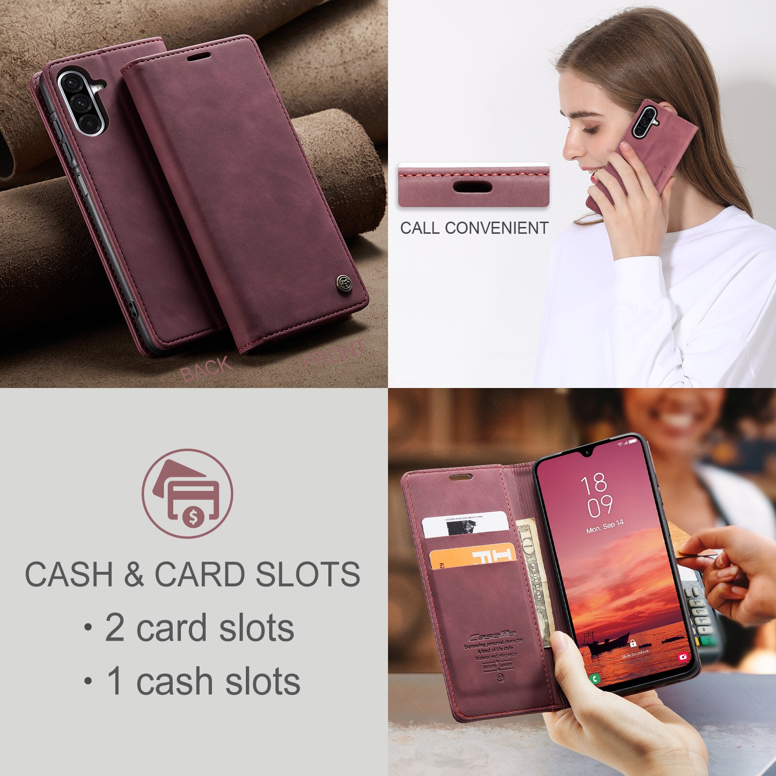 Slim Plånboksfodral Samsung Galaxy A17 Röd