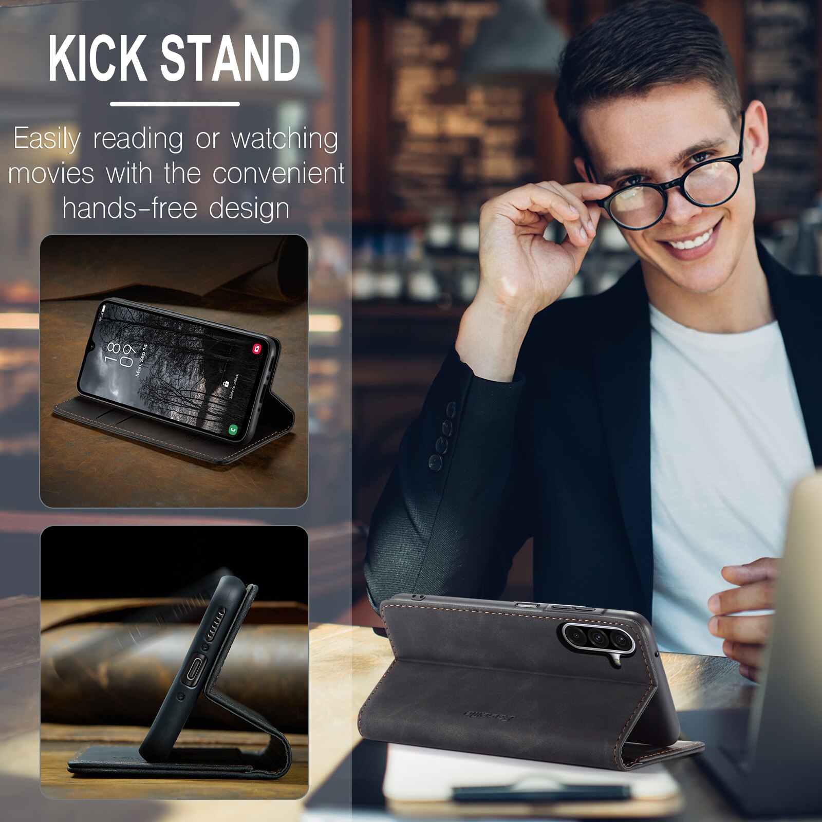 Slim Plånboksfodral Samsung Galaxy A17 Svart
