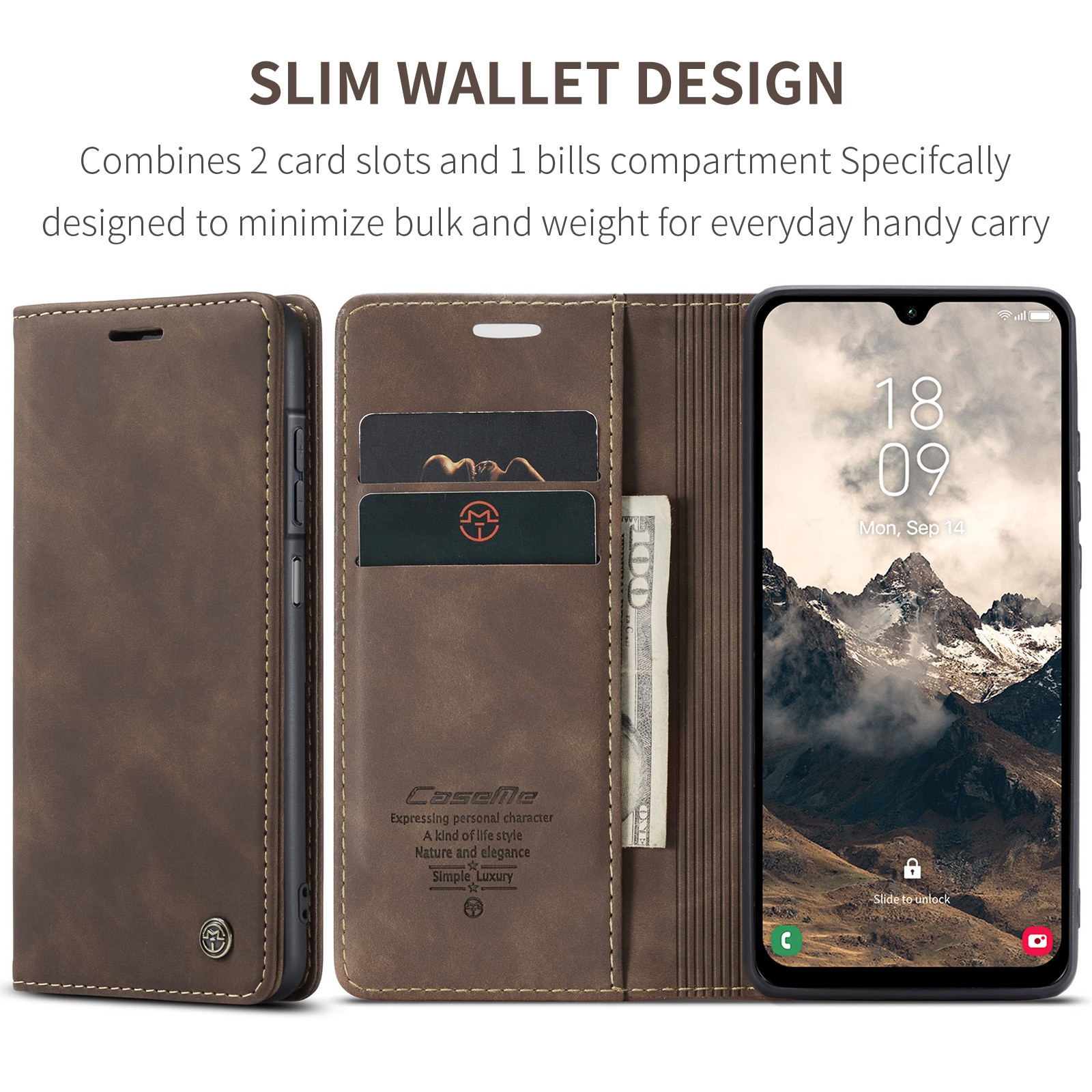 Slim Plånboksfodral Samsung Galaxy A17 Brun