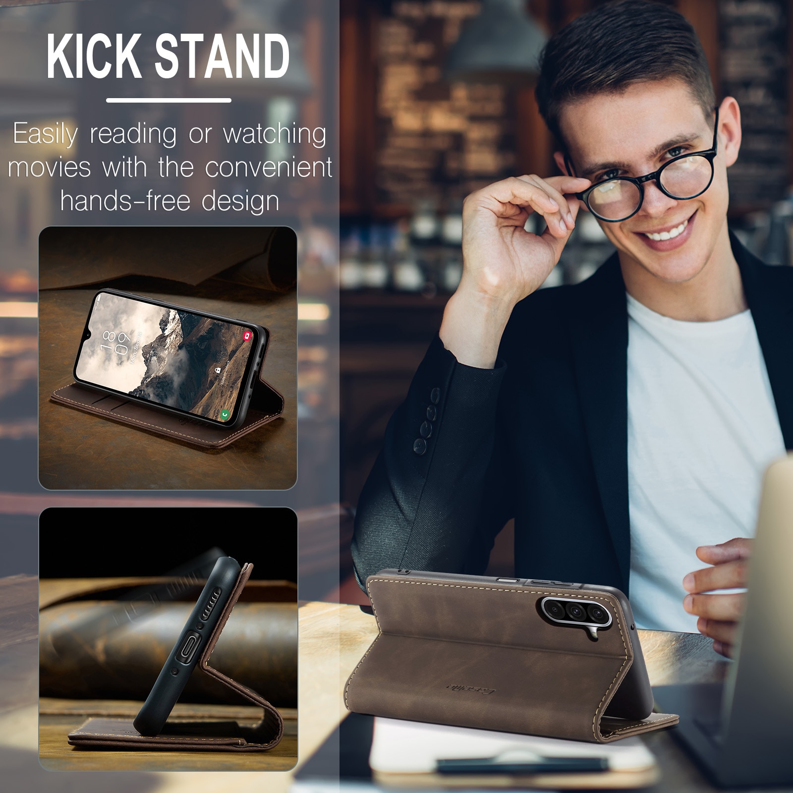 Slim Plånboksfodral Samsung Galaxy A17 Brun