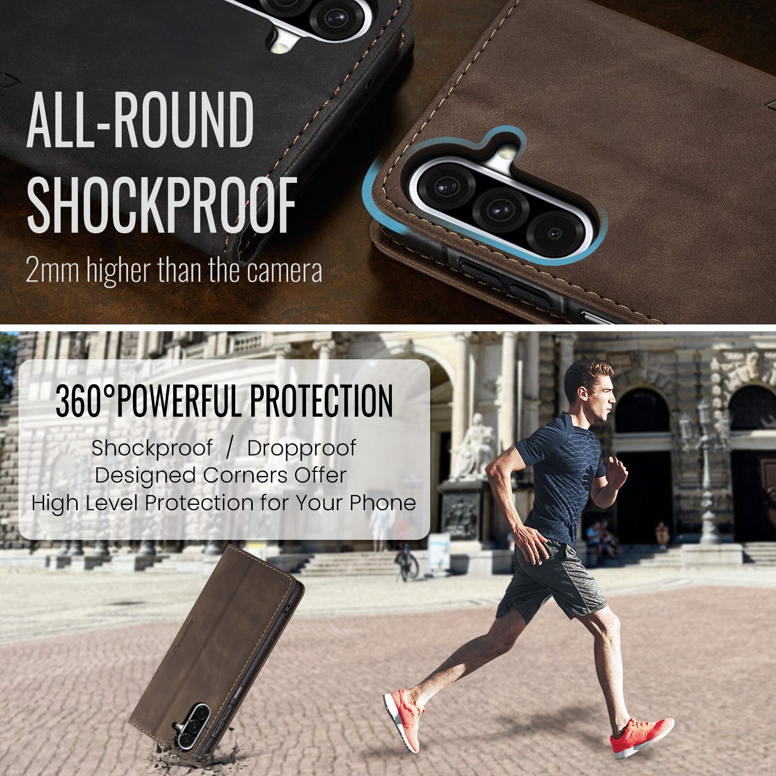 Slim Plånboksfodral Samsung Galaxy A17 Brun