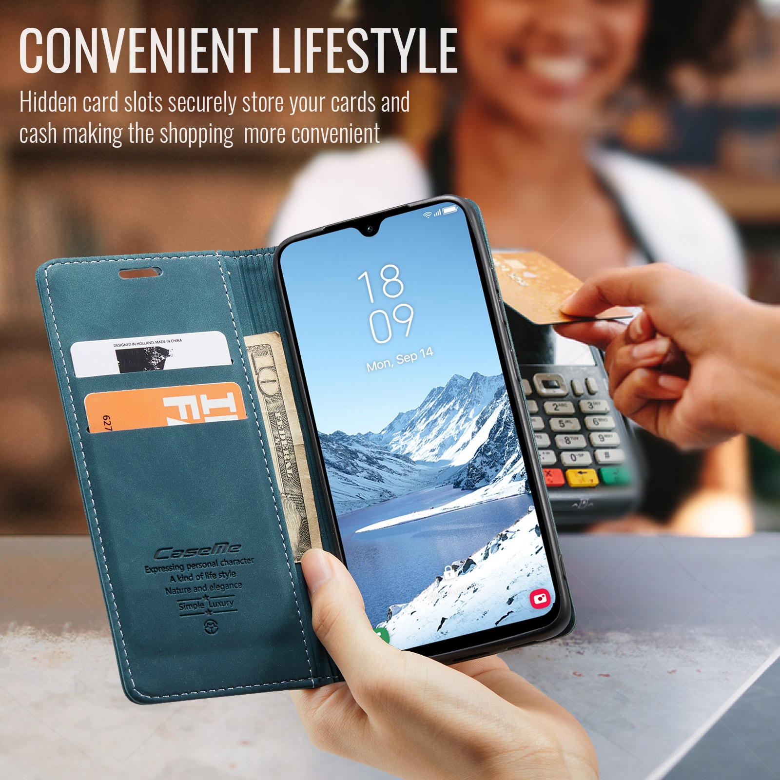 Slim Plånboksfodral Samsung Galaxy A17 Blå