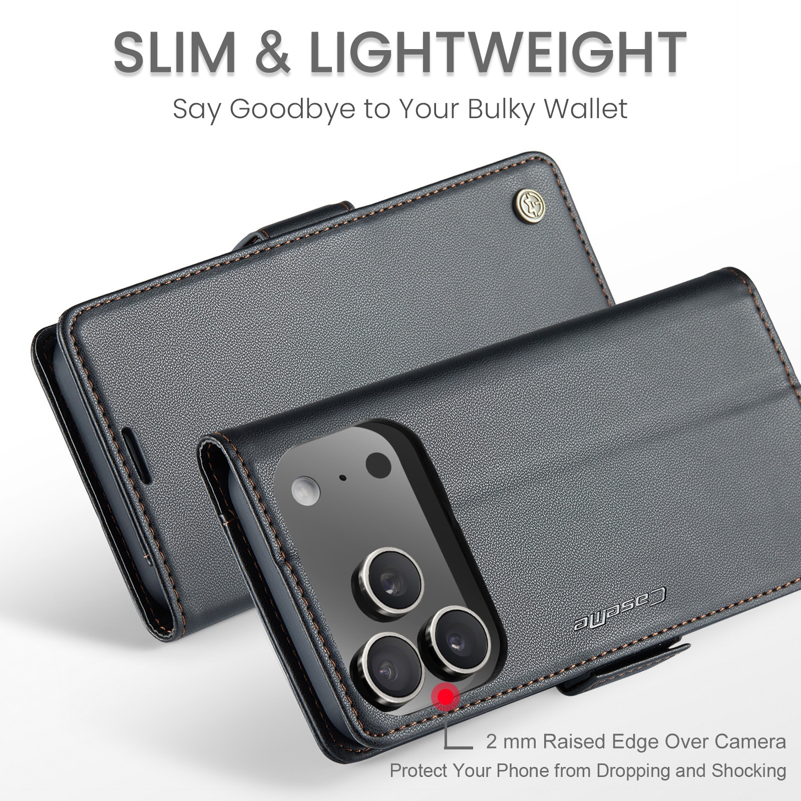 Slim Plånboksfodral RFID-skydd iPhone 17 Pro Svart