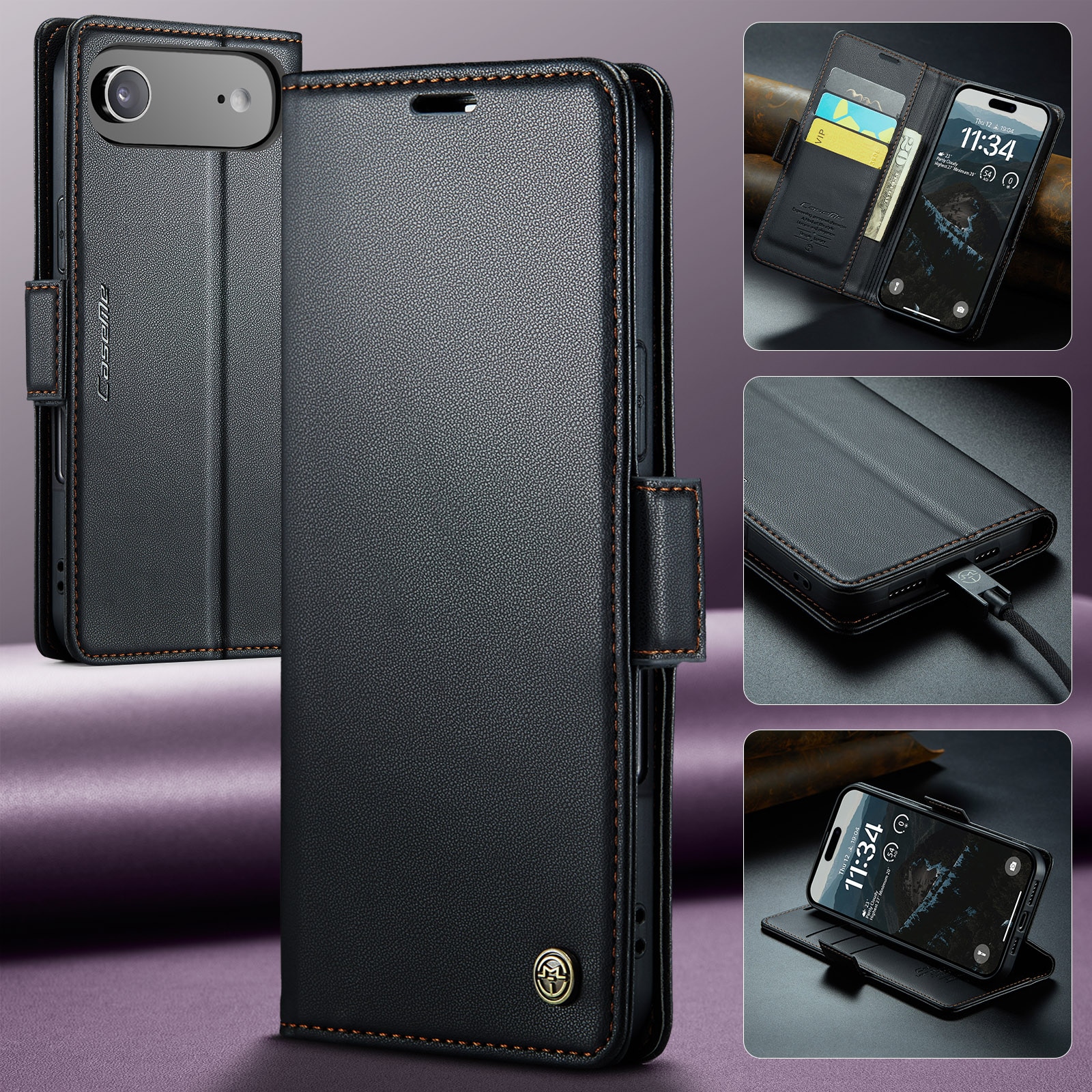 Slim Plånboksfodral RFID-skydd iPhone 17 Air Svart