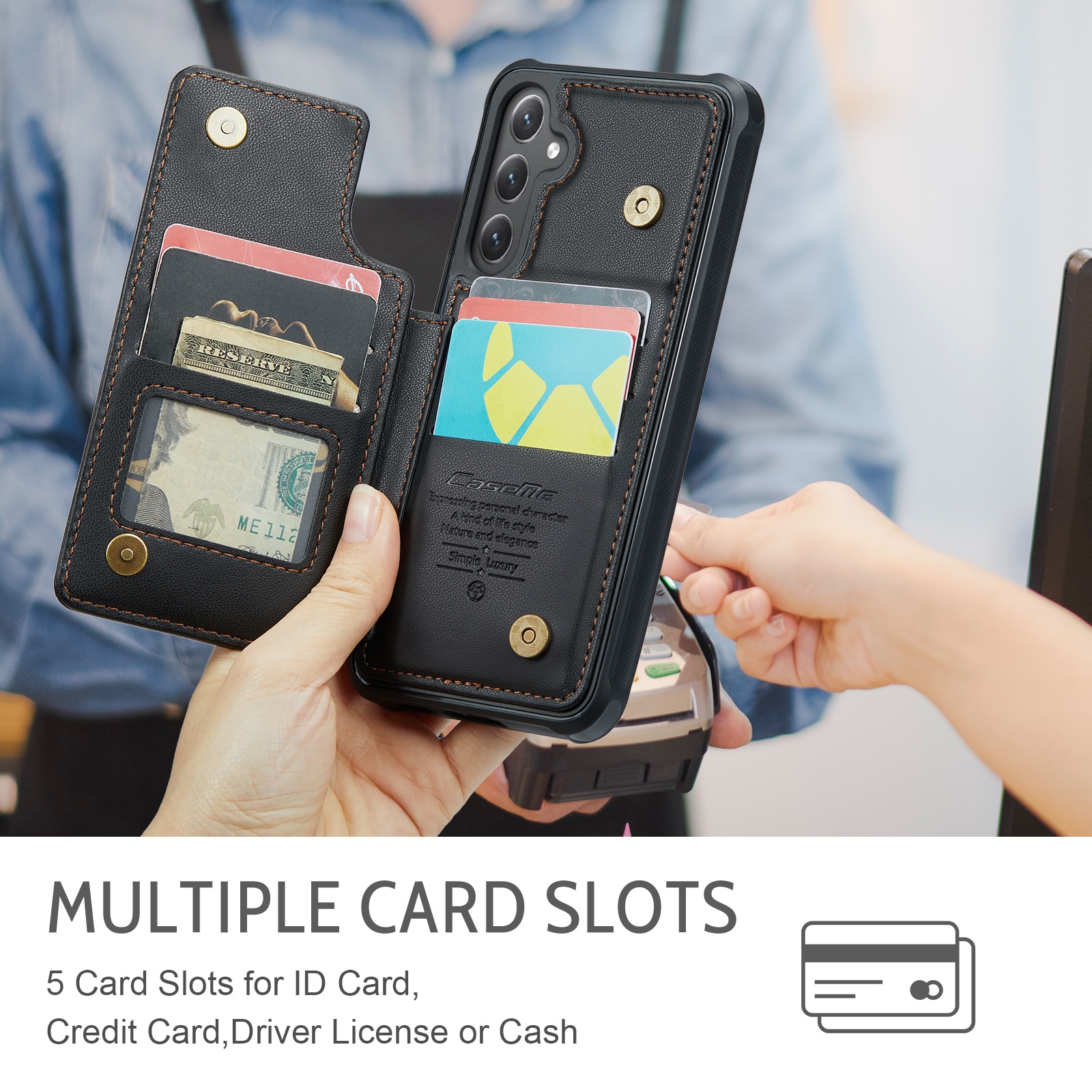 Plånboksskal RFID-skydd Samsung Galaxy S25 FE svart
