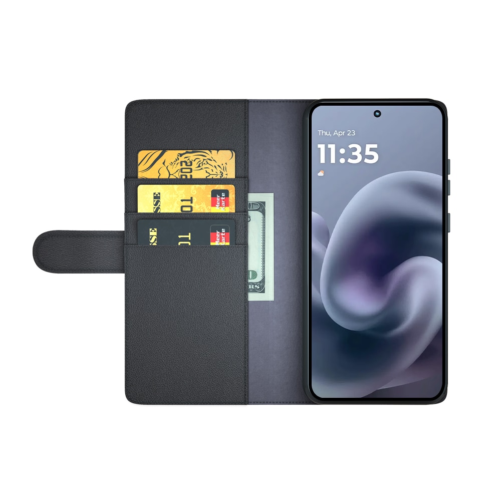 Äkta Läderfodral Motorola Moto G86 Svart