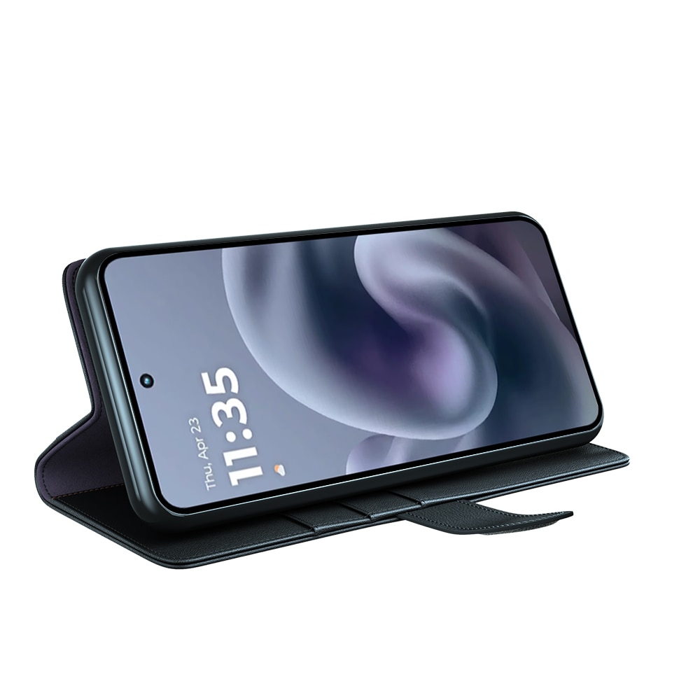 Äkta Läderfodral Motorola Moto G86 Svart