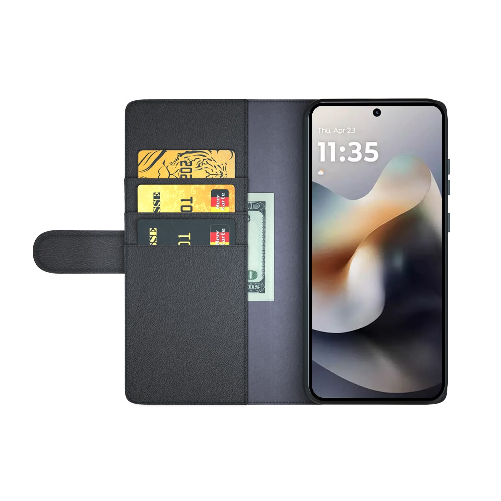 Äkta Läderfodral Motorola Moto G56 Svart