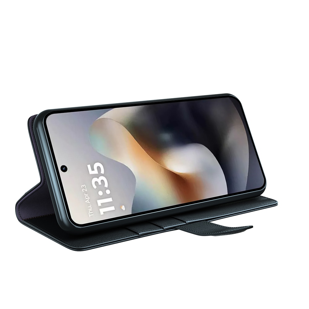 Äkta Läderfodral Motorola Moto G56 Svart