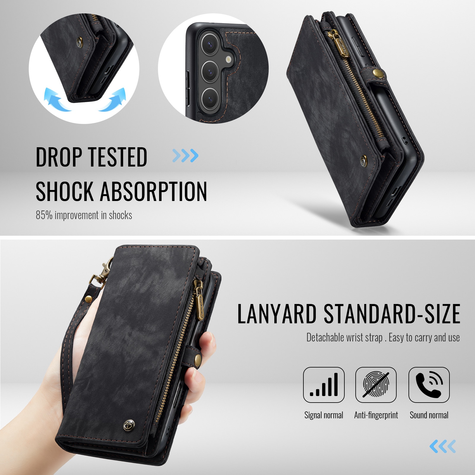Multi-slot Plånboksfodral Samsung Galaxy S25 FE Grå