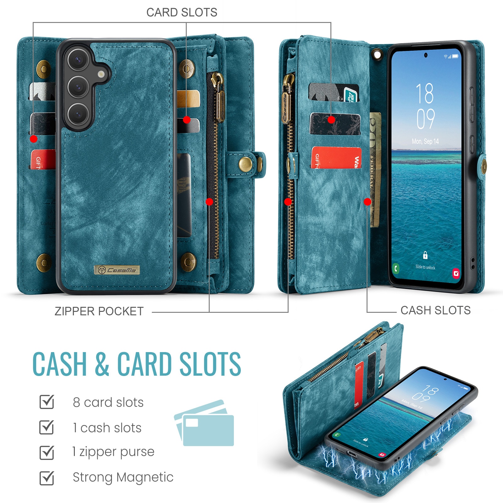 Multi-slot Plånboksfodral Samsung Galaxy S25 FE Blå
