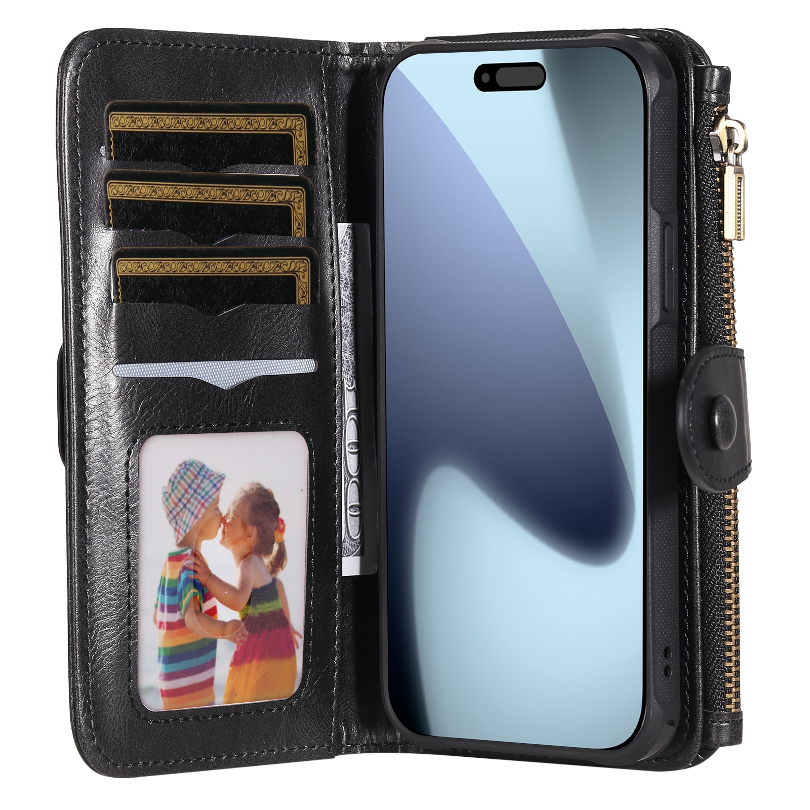 Magnet Leather Multi-Wallet iPhone 17 Pro Max svart