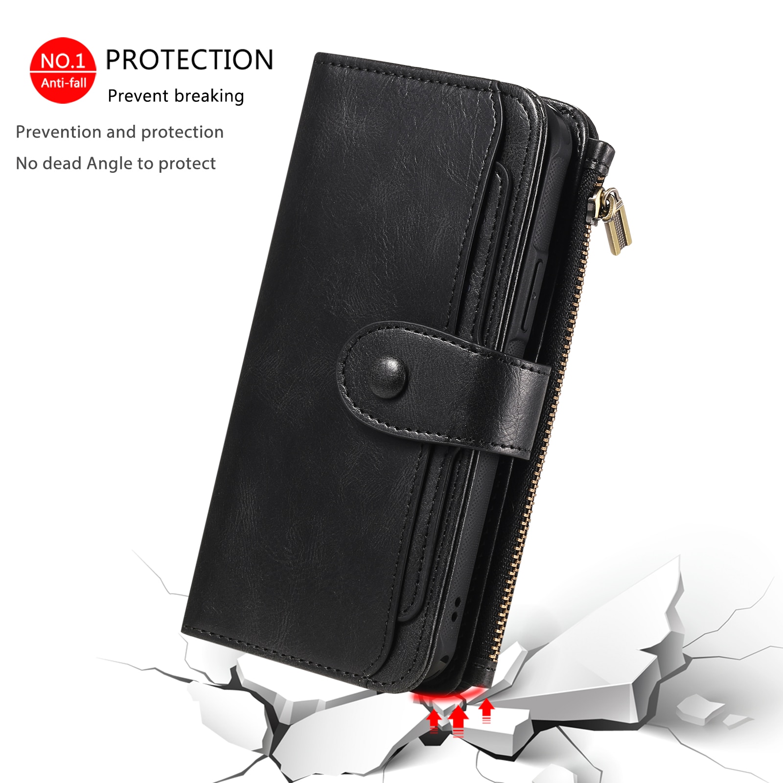 Magnet Leather Multi-Wallet iPhone 17 svart