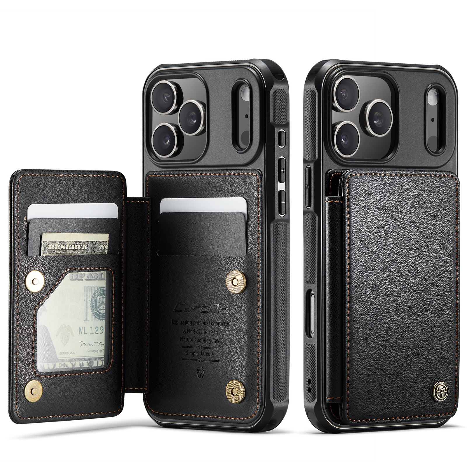 Plånboksskal RFID-skydd iPhone 17 Pro svart