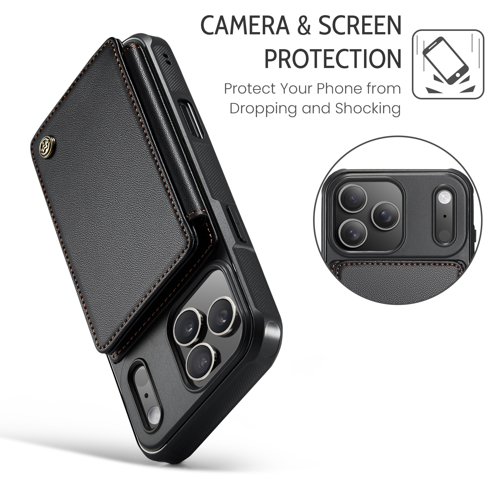 Plånboksskal RFID-skydd iPhone 17 Pro svart