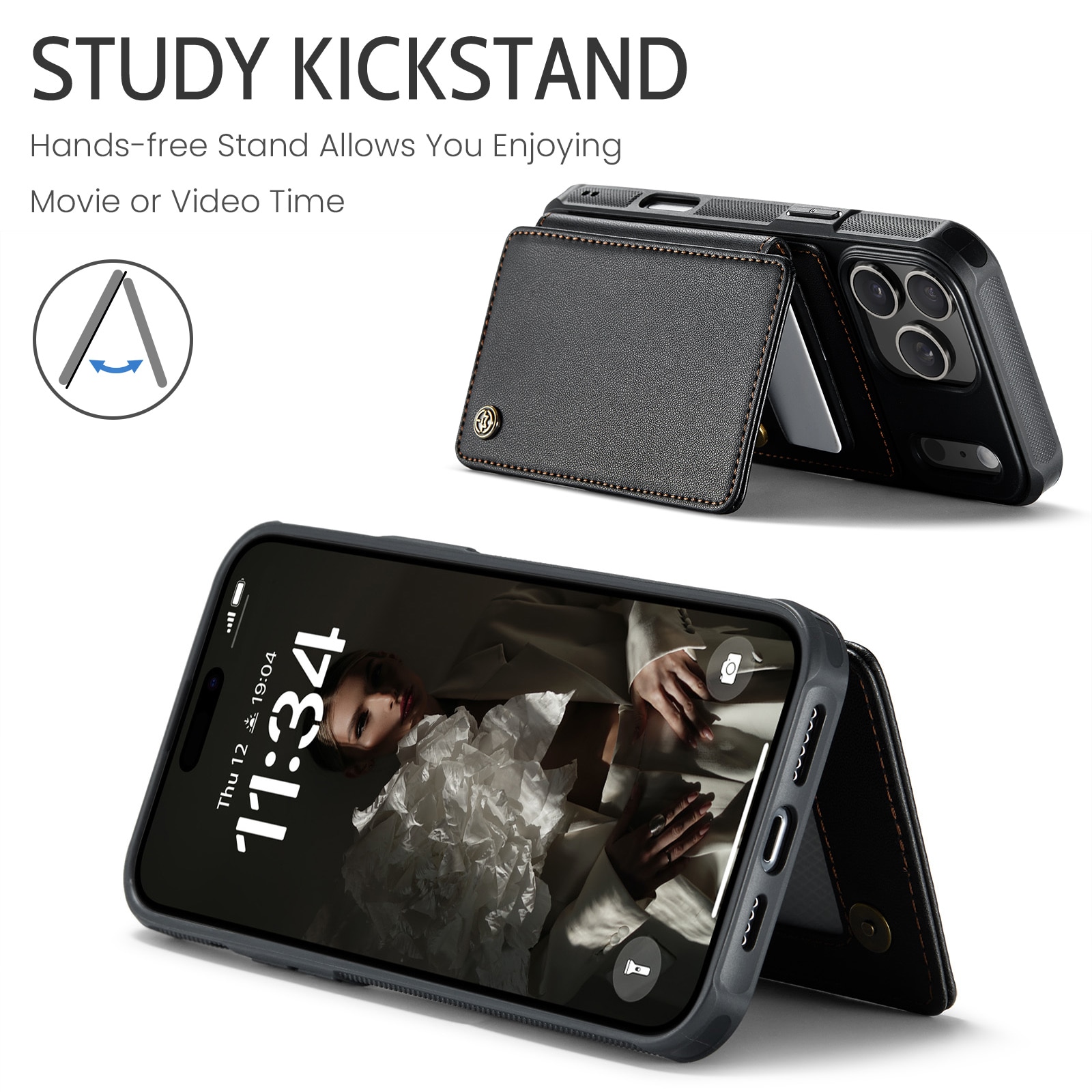 Plånboksskal RFID-skydd iPhone 17 Pro Max svart