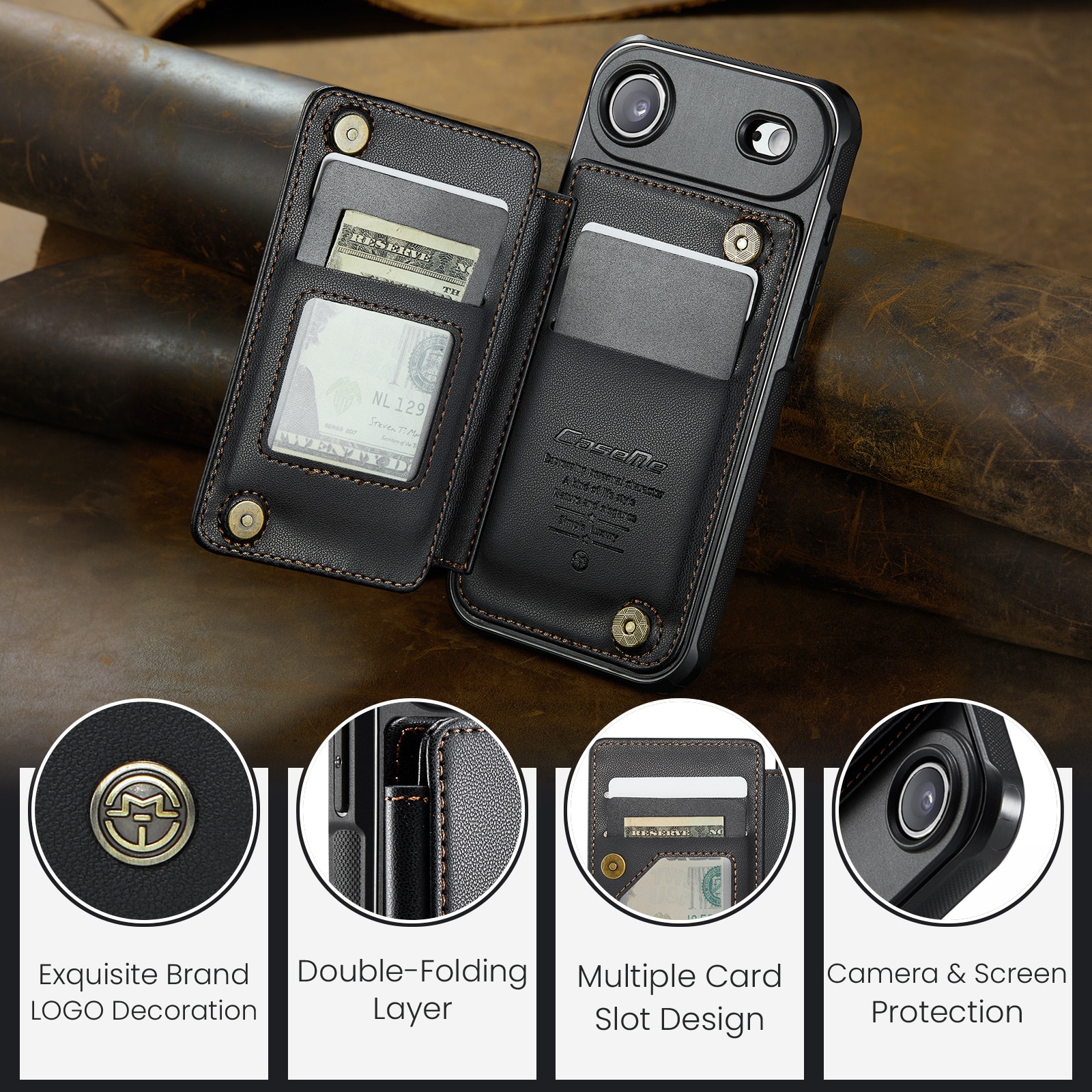 Plånboksskal RFID-skydd iPhone Air svart