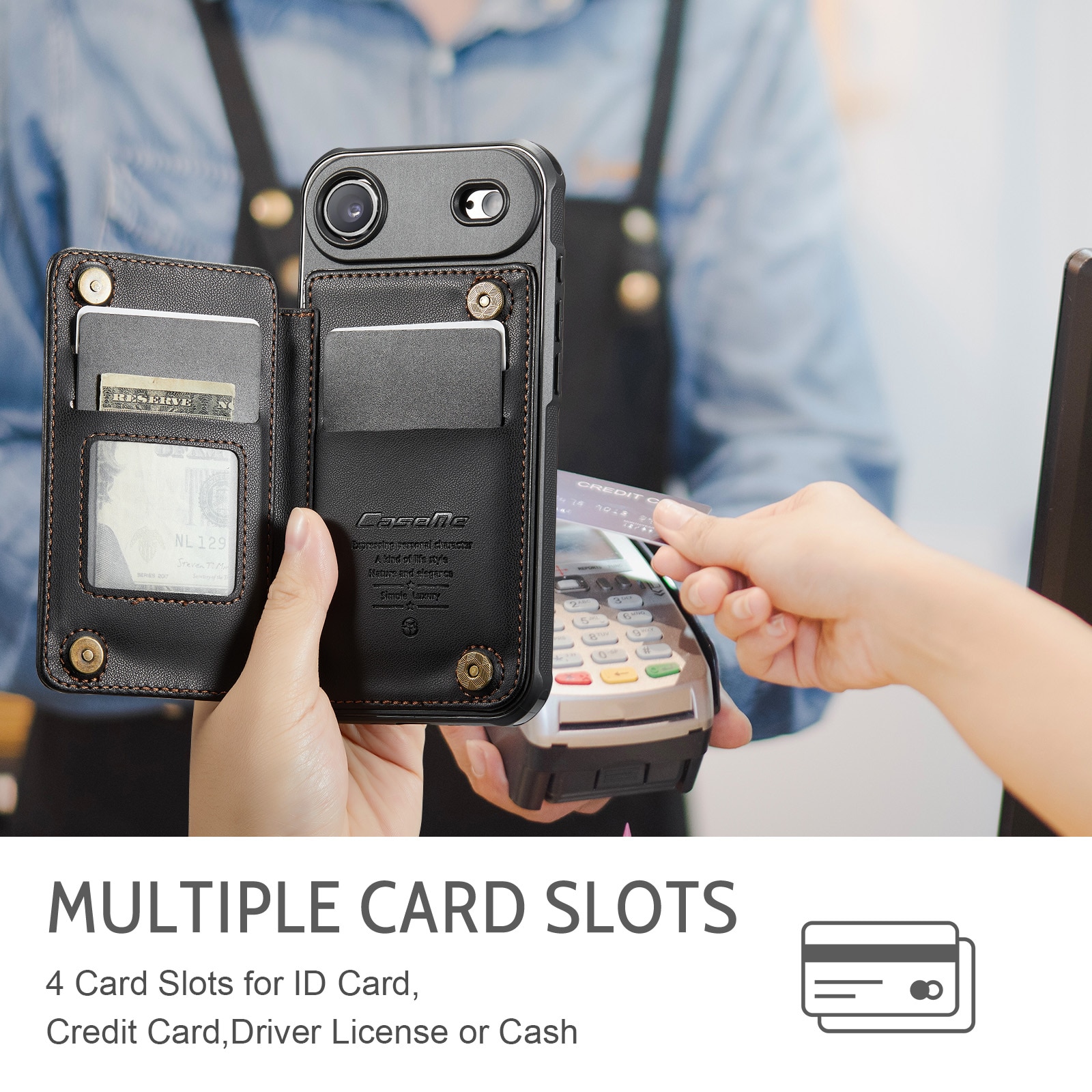 Plånboksskal RFID-skydd iPhone Air svart