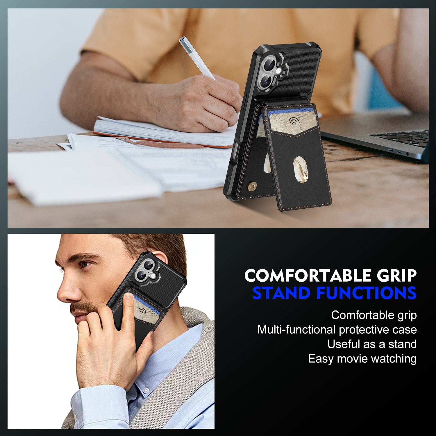 Magnetiskt skal med korthållare iPhone 17 Svart