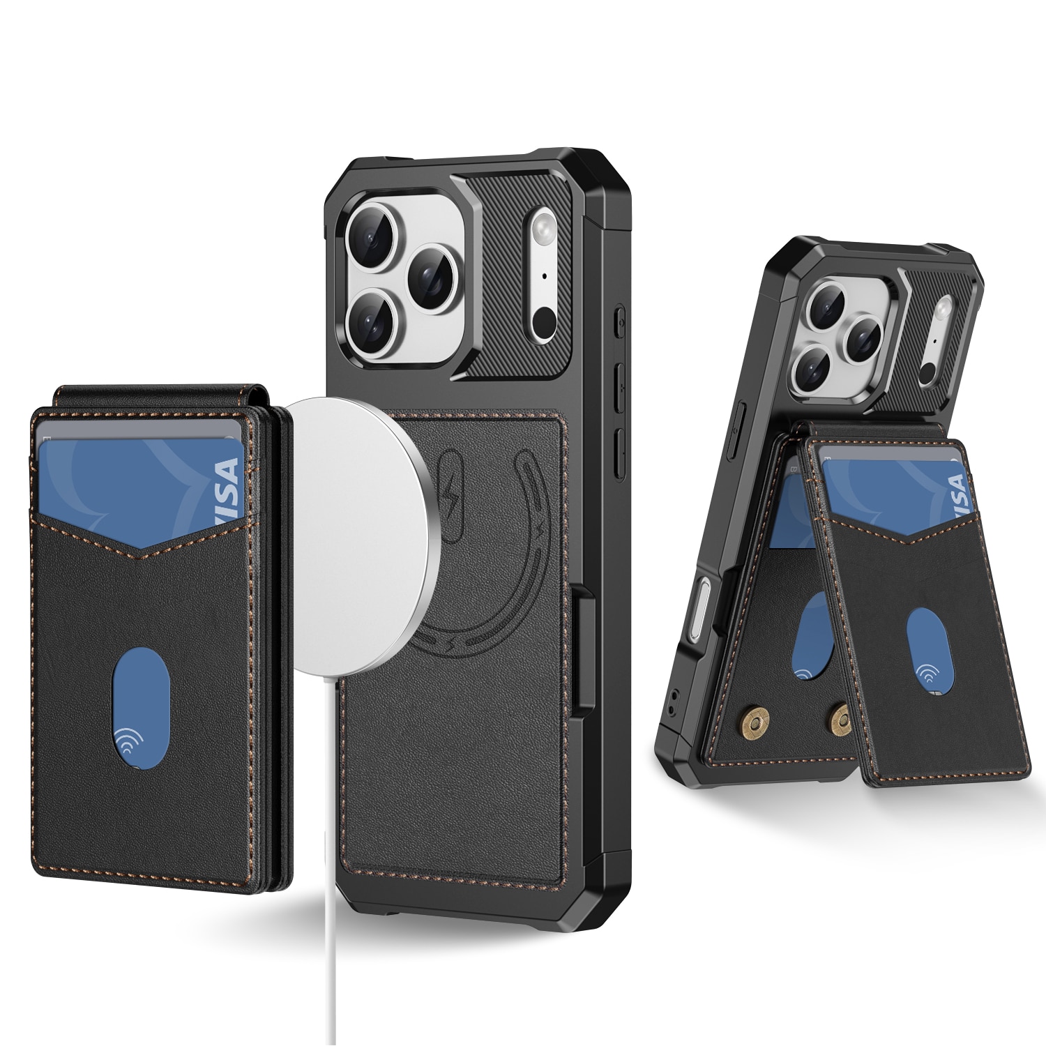 Magnetiskt skal med korthållare iPhone 17 Pro Max Svart