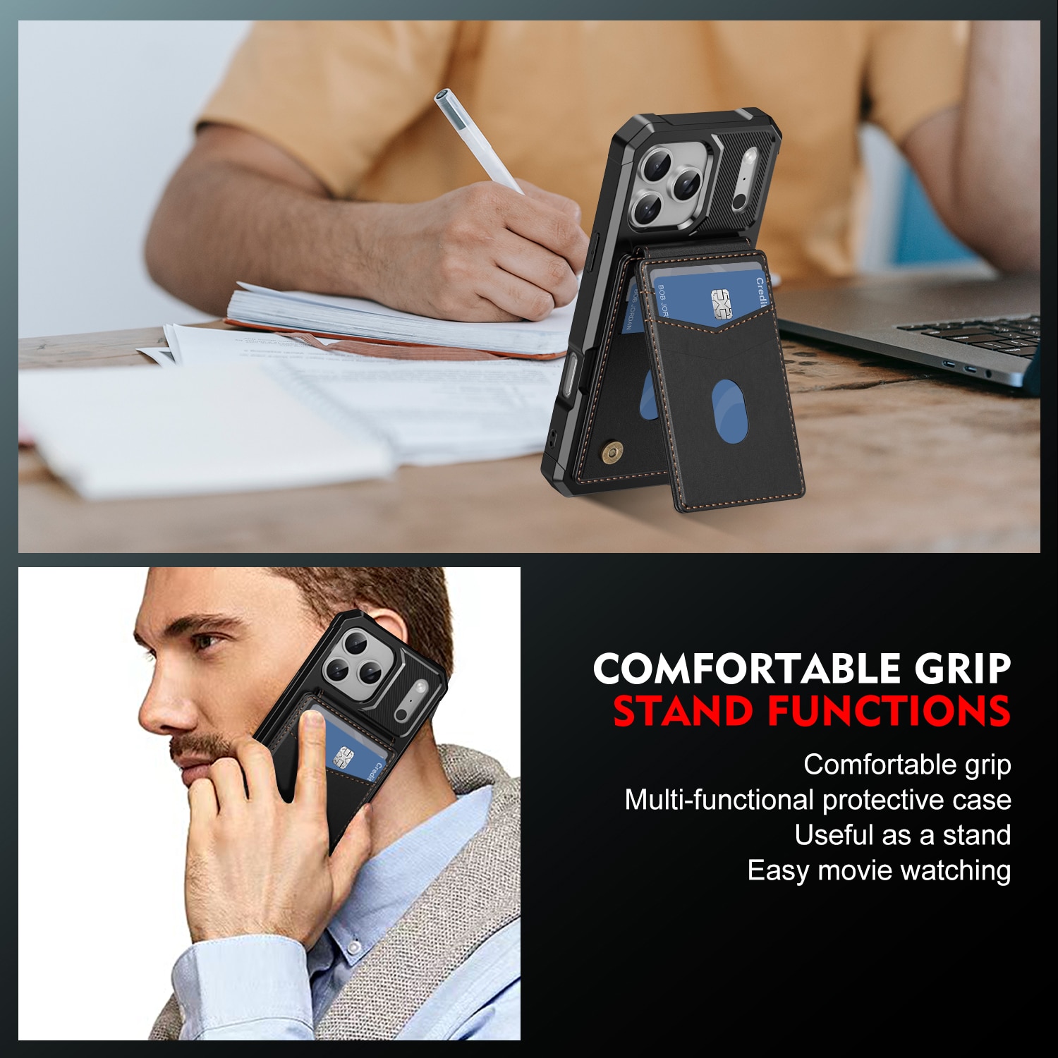 Magnetiskt skal med korthållare iPhone 17 Pro Max Svart