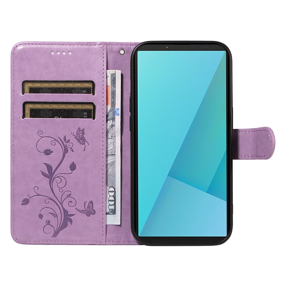 Läderfodral Fjärilar Sony Xperia 10 VII Lila