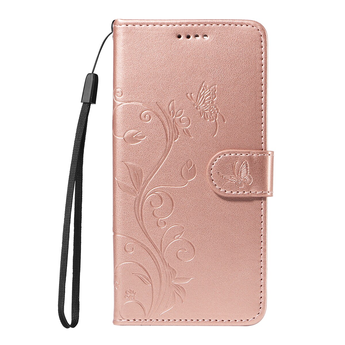Läderfodral Fjärilar Sony Xperia 10 VII Roséguld