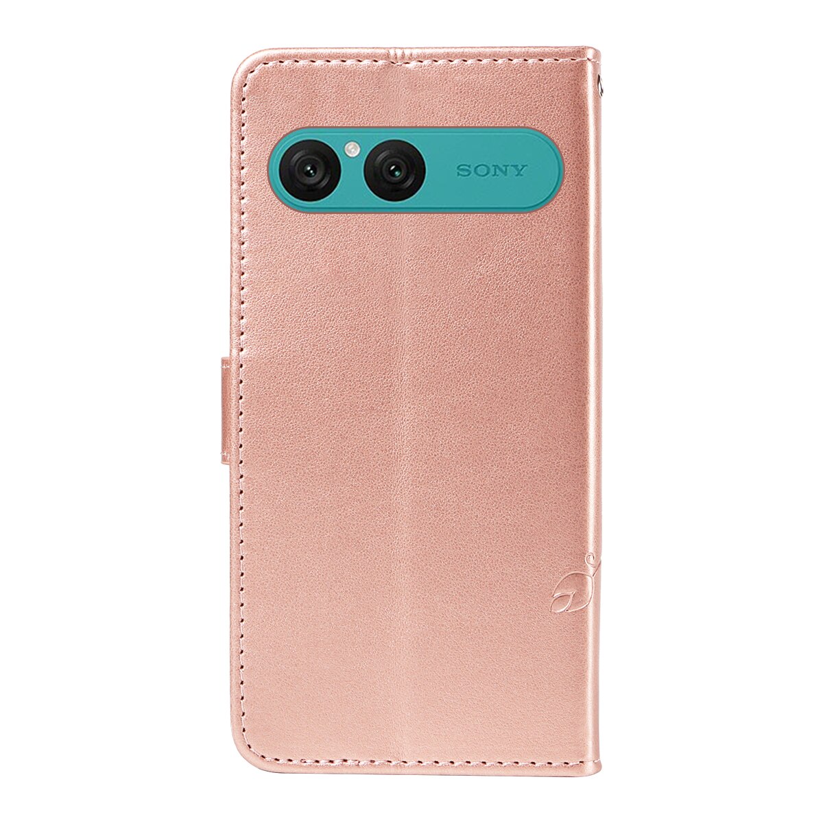 Läderfodral Fjärilar Sony Xperia 10 VII Roséguld