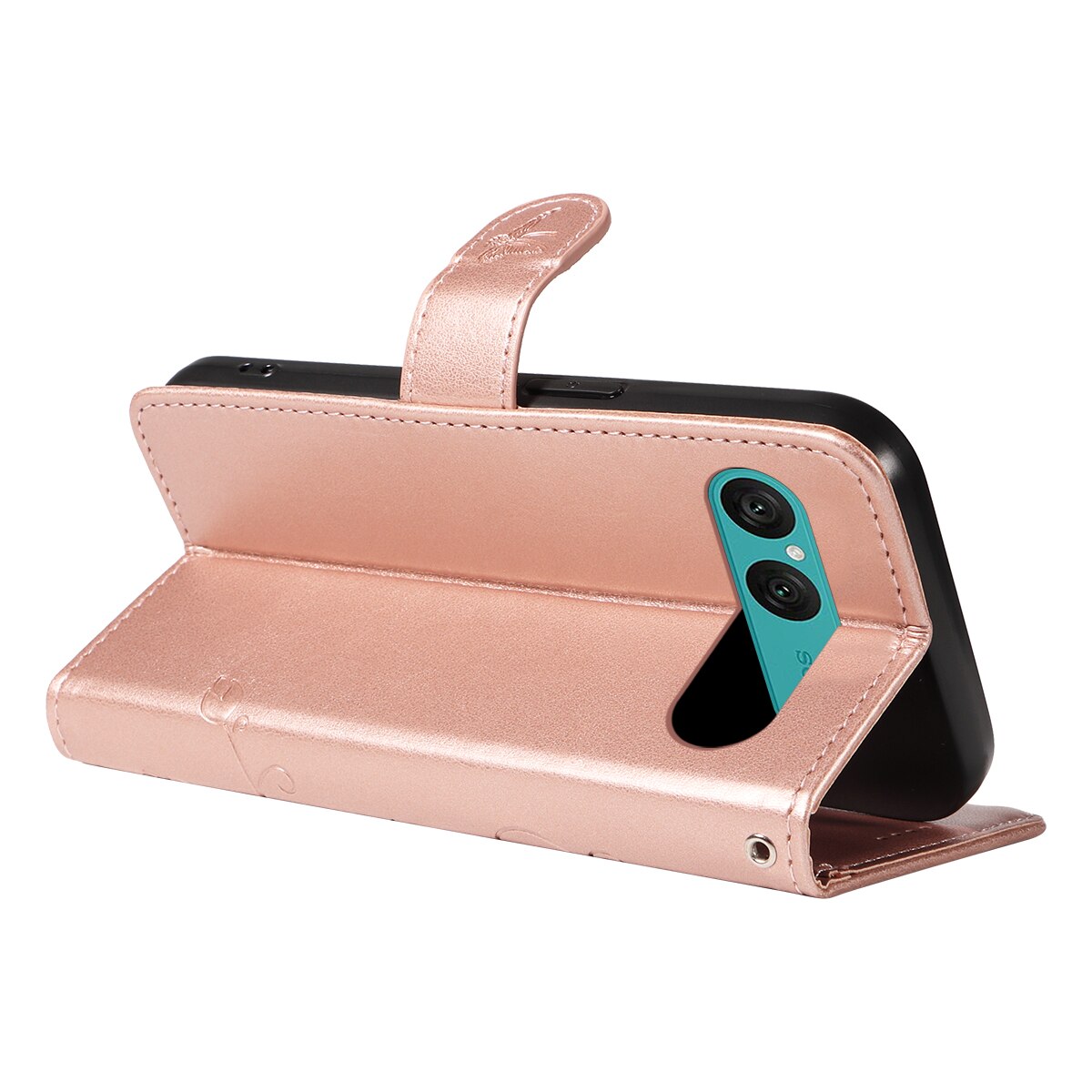 Läderfodral Fjärilar Sony Xperia 10 VII Roséguld