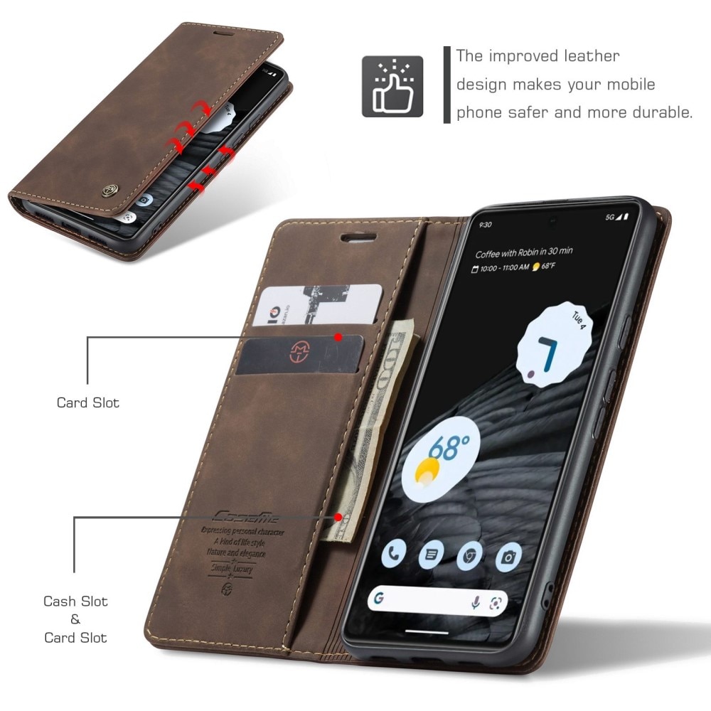 Slim Plånboksfodral Google Pixel 7 Brun