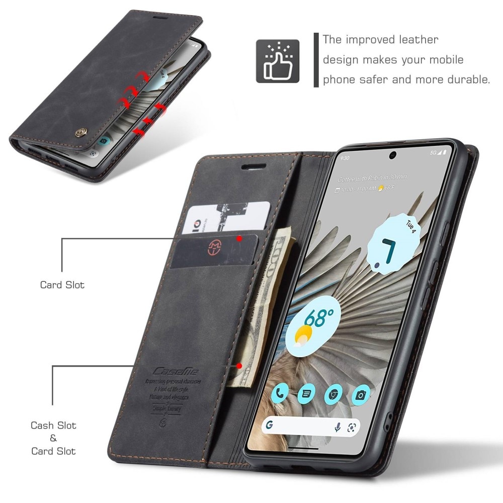 Slim Plånboksfodral Google Pixel 7 Pro Svart