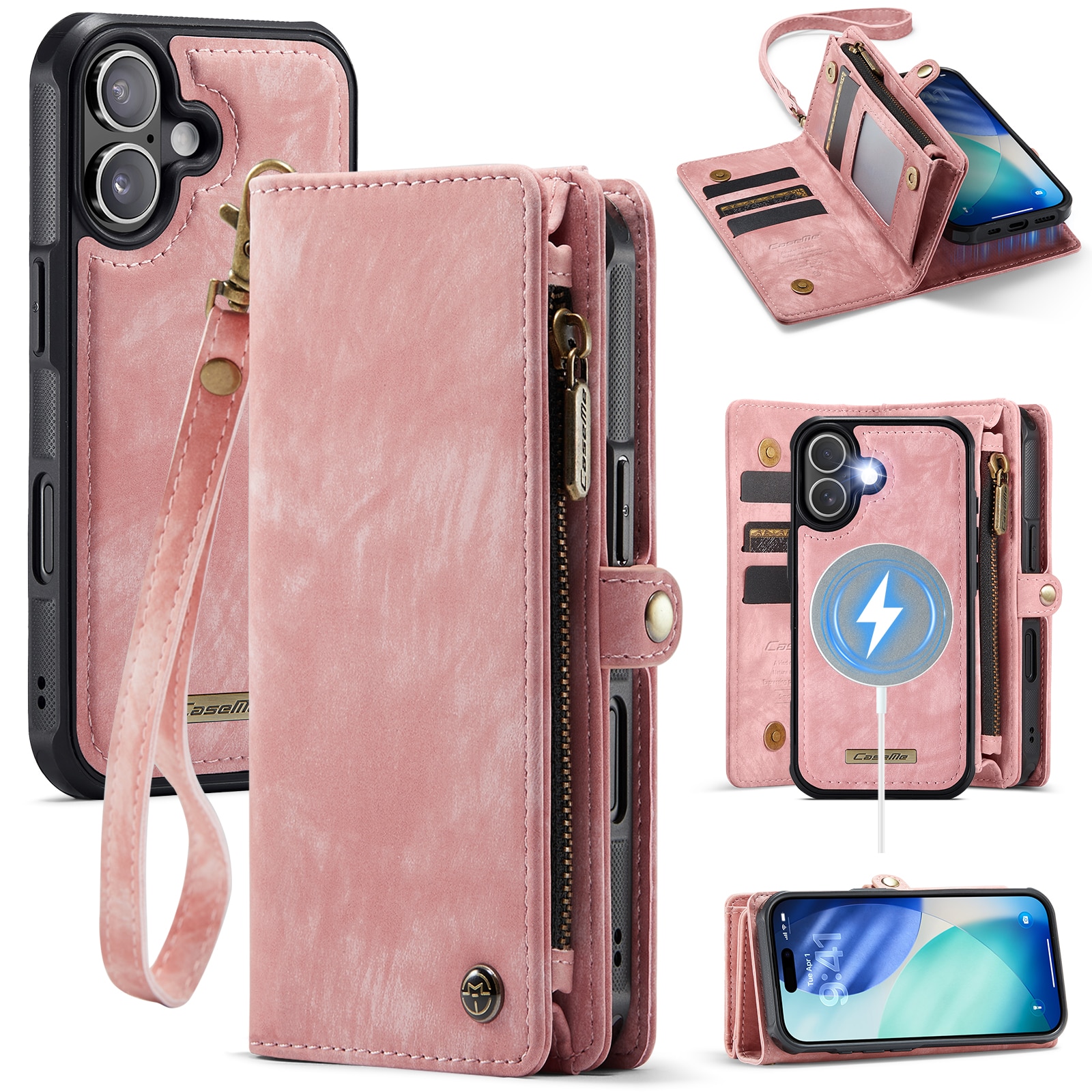 Multi-slot Plånboksfodral iPhone 17 Rosa