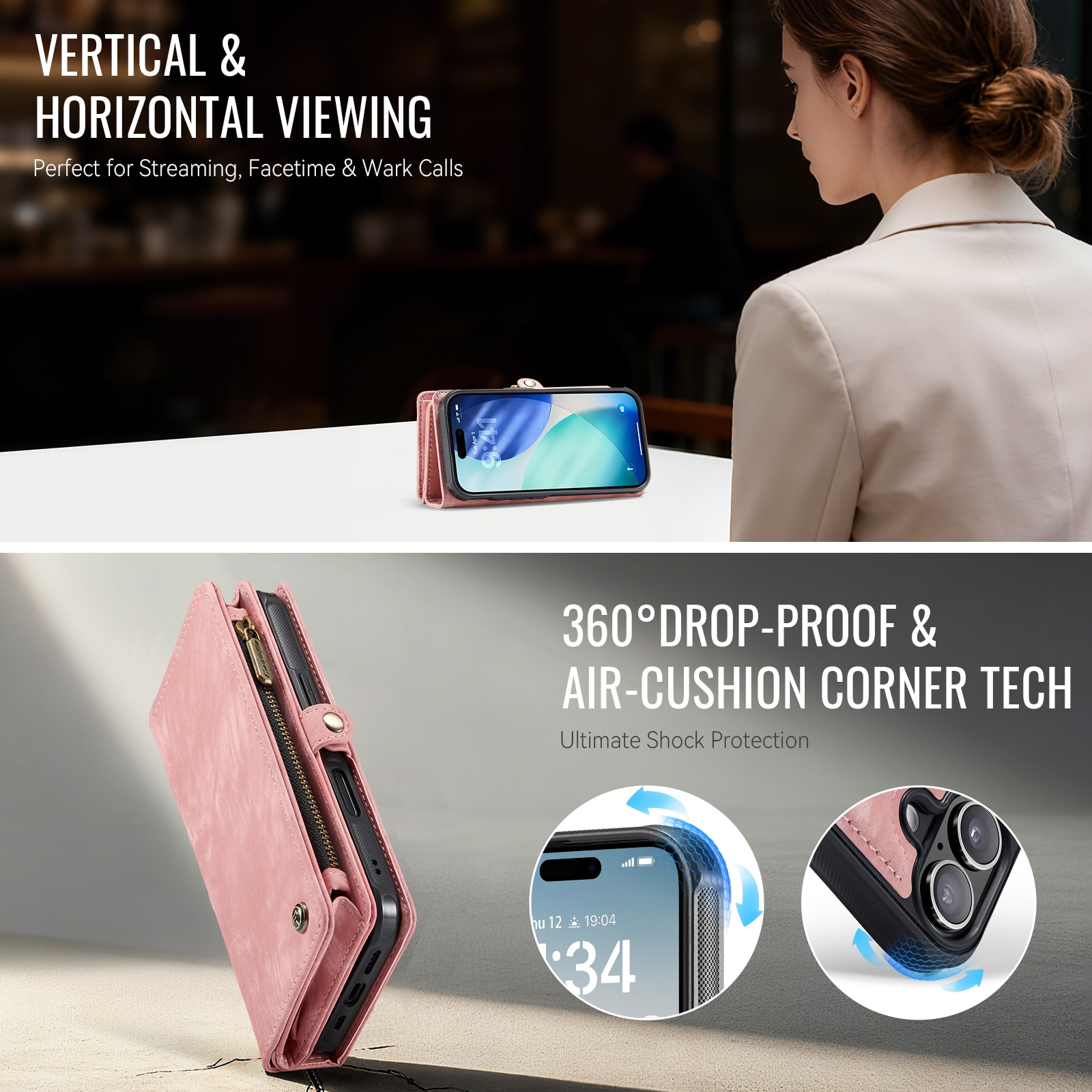 Multi-slot Plånboksfodral iPhone 17 Rosa