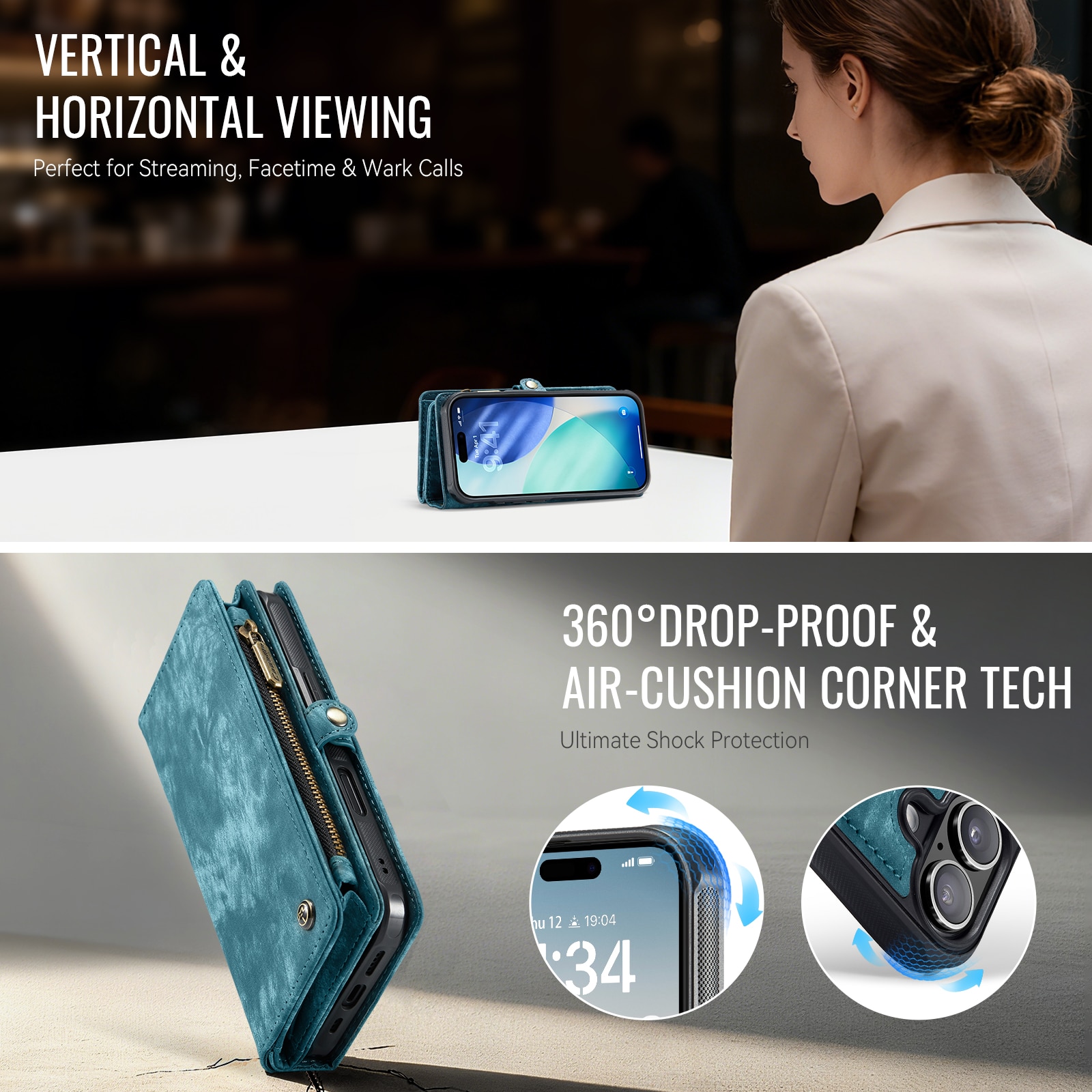 Multi-slot Plånboksfodral iPhone 17 Blå