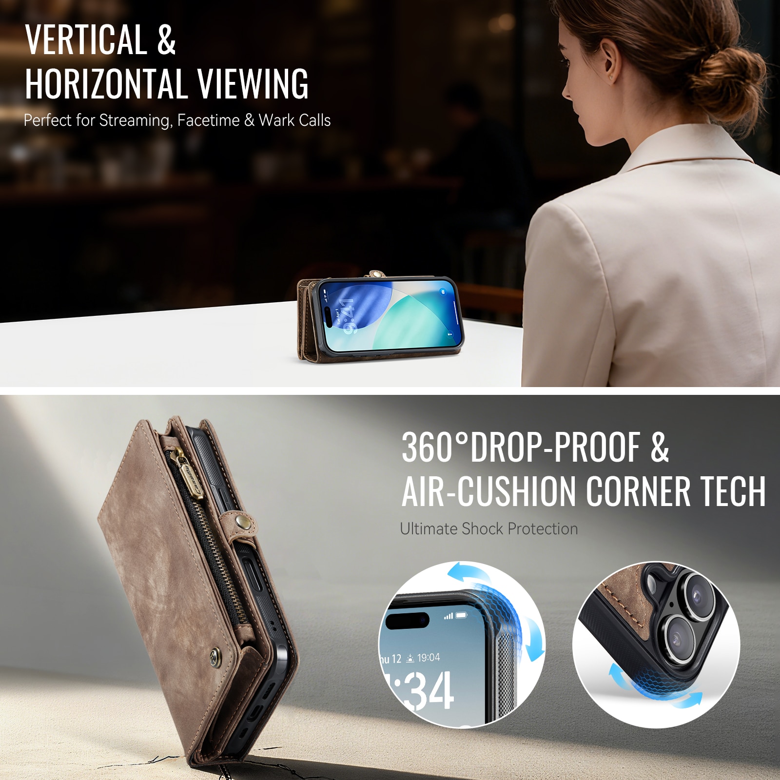 Multi-slot Plånboksfodral iPhone 17 Brun