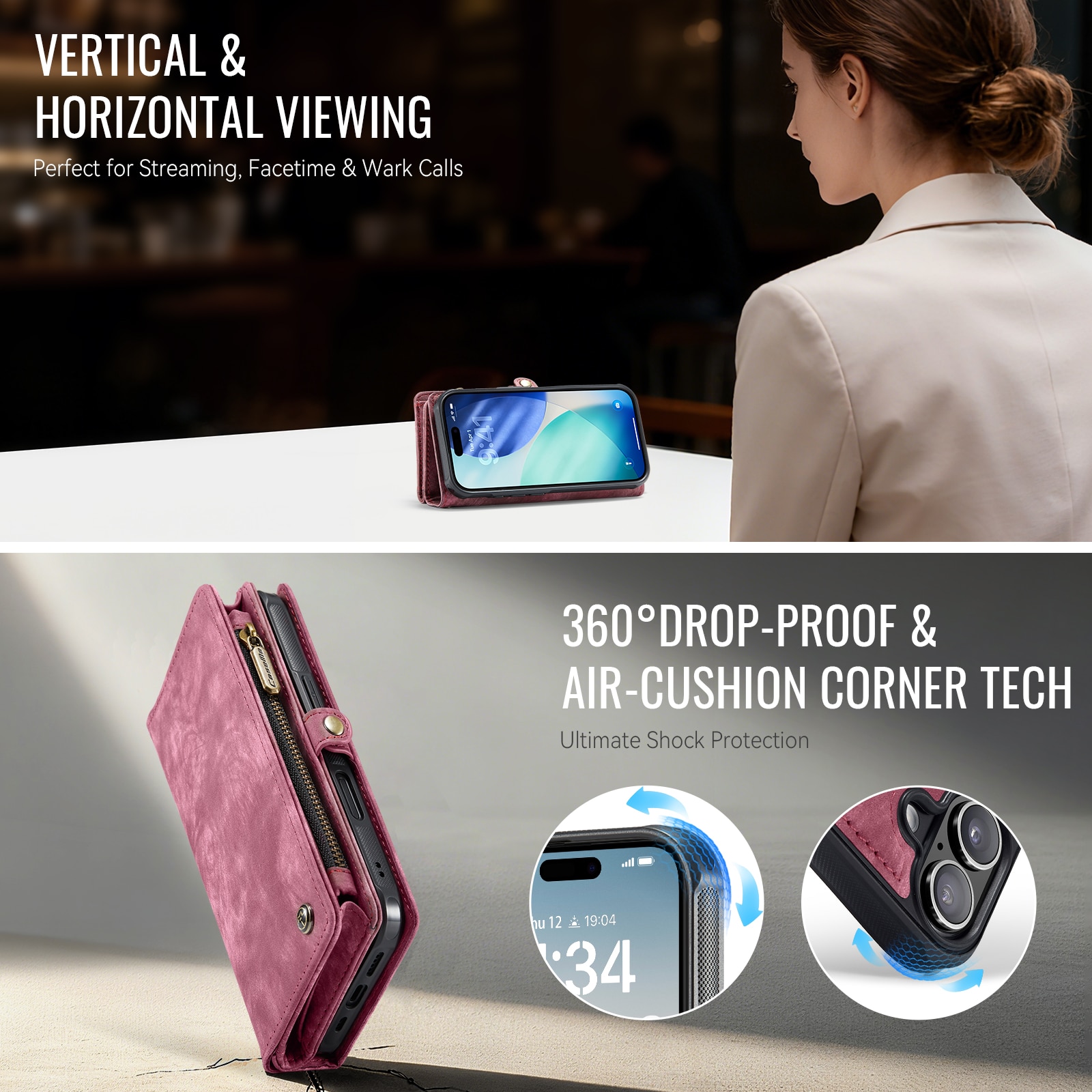 Multi-slot Plånboksfodral iPhone 17 Röd