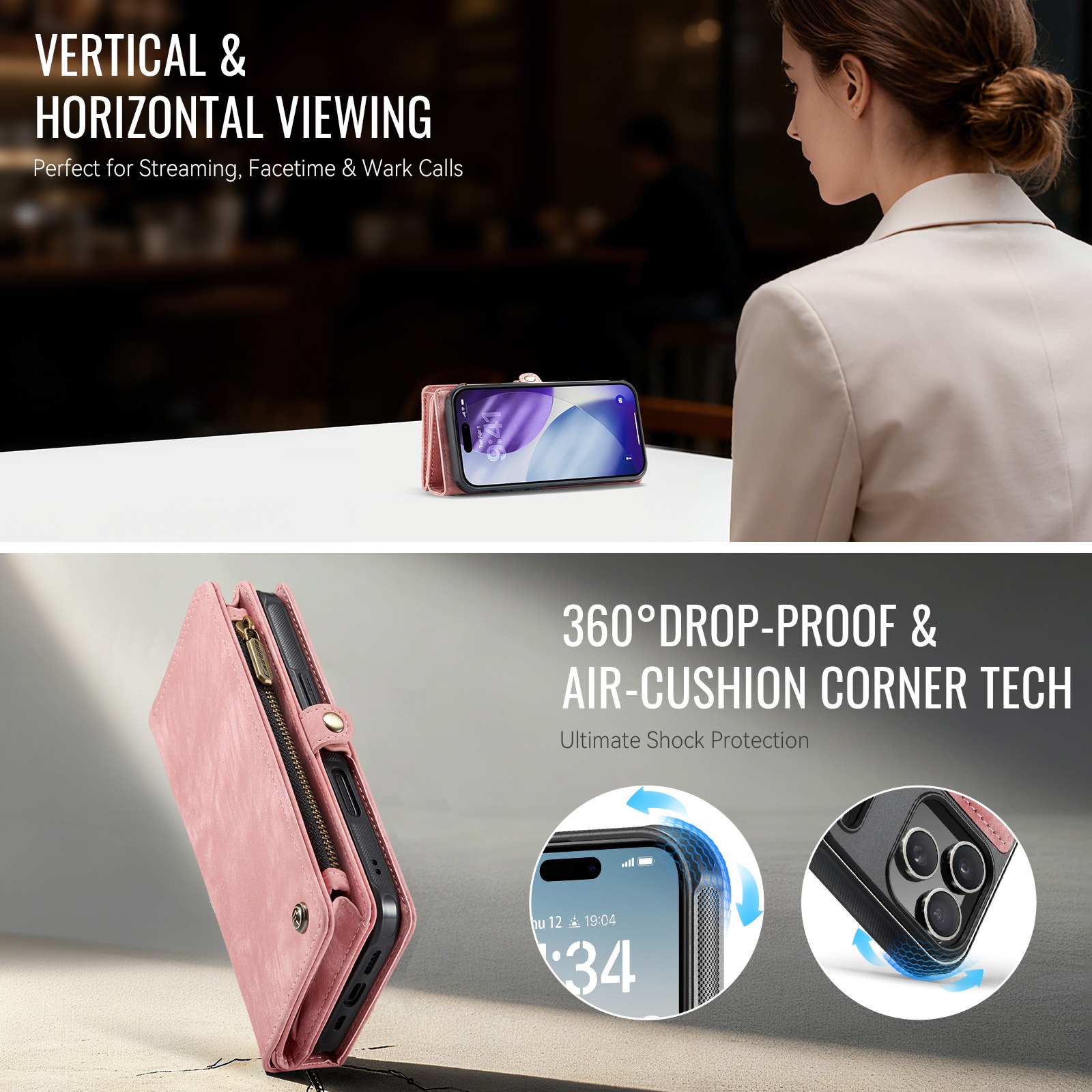 Multi-slot Plånboksfodral iPhone 17 Pro Max Rosa