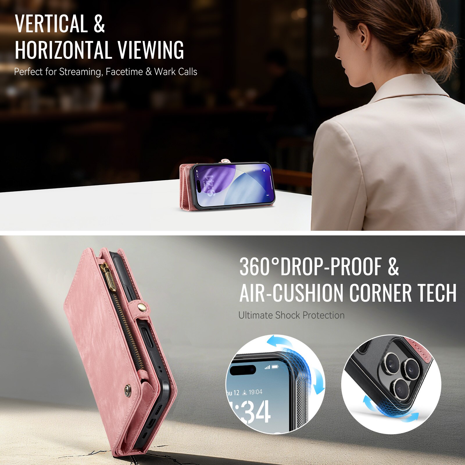 Multi-slot Plånboksfodral iPhone 17 Pro Rosa