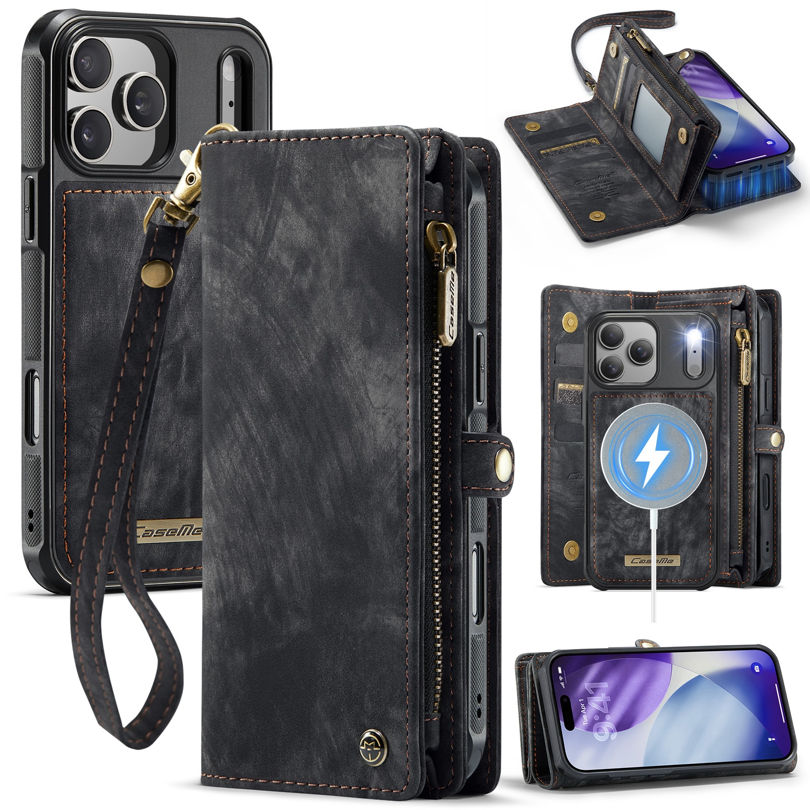 Multi-slot Plånboksfodral iPhone 17 Pro Grå
