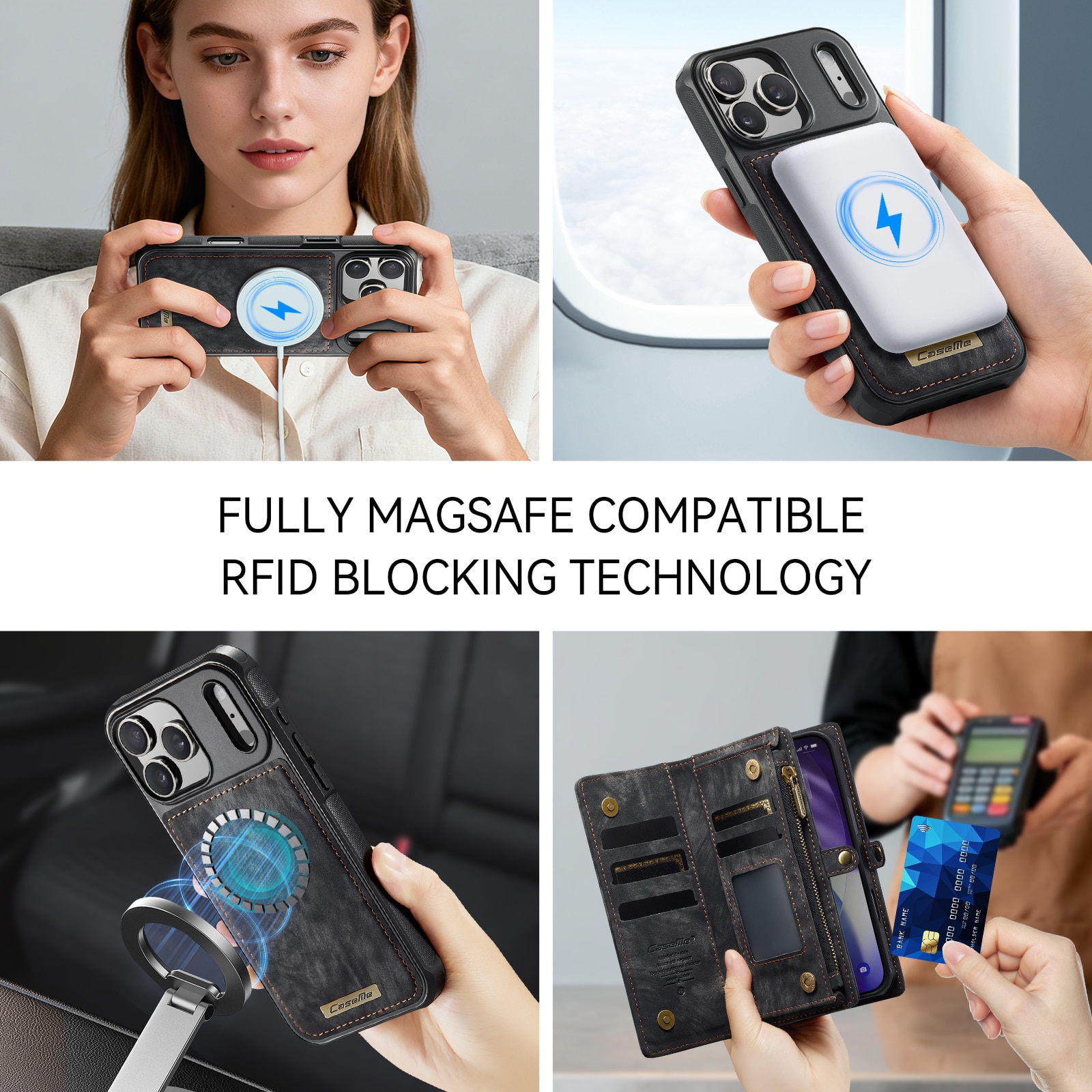 Multi-slot Plånboksfodral iPhone 17 Pro Grå