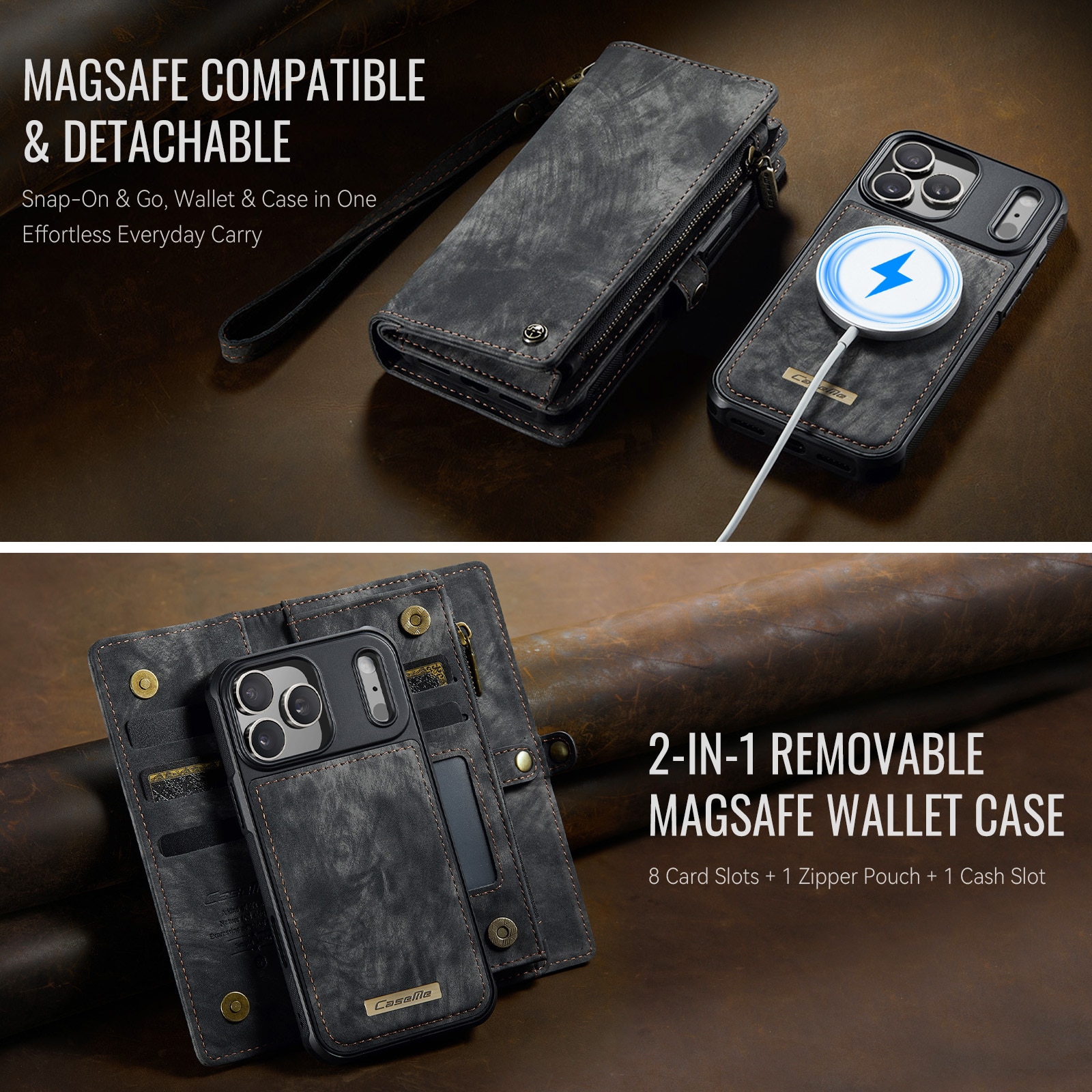 Multi-slot Plånboksfodral iPhone 17 Pro Grå