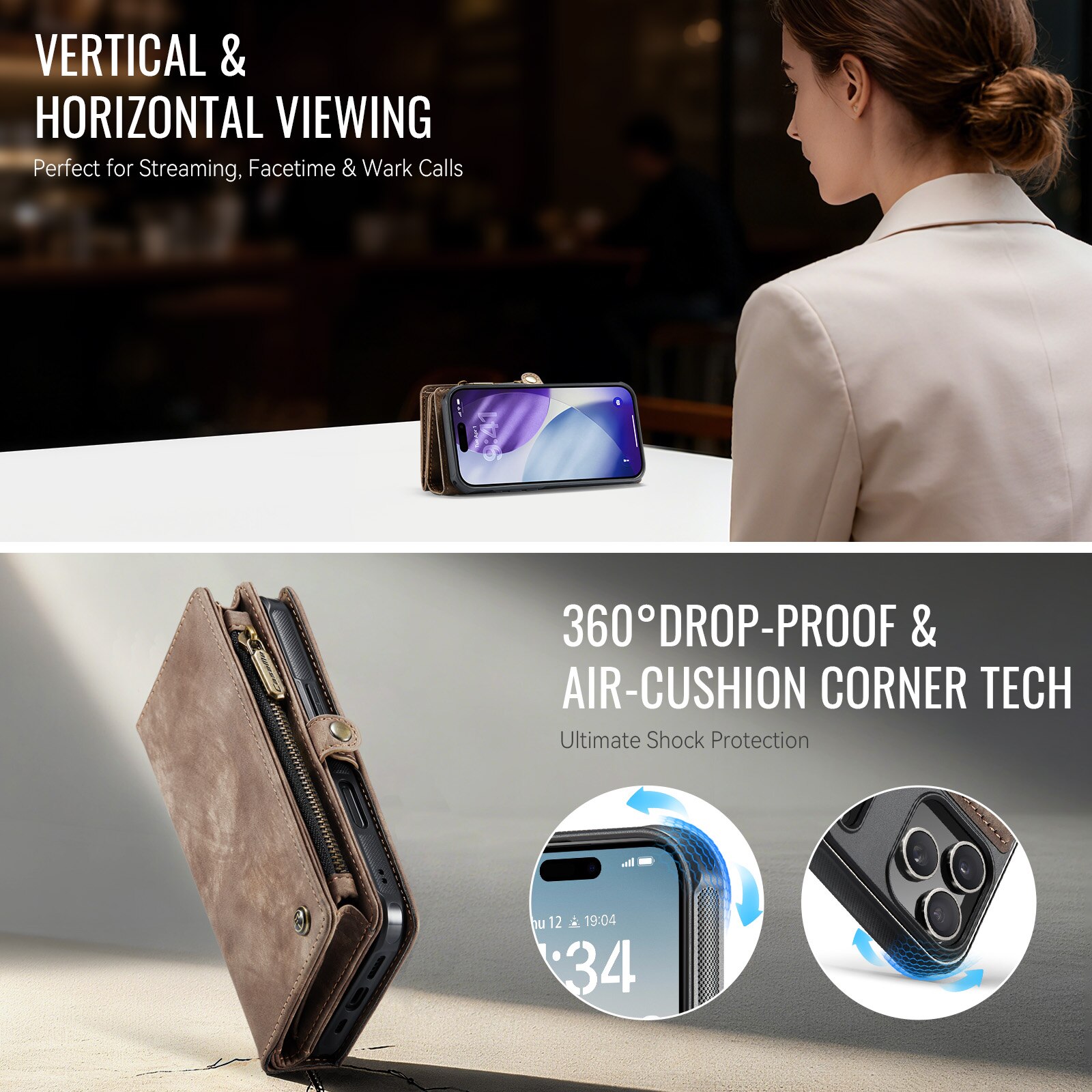 Multi-slot Plånboksfodral iPhone 17 Pro Brun