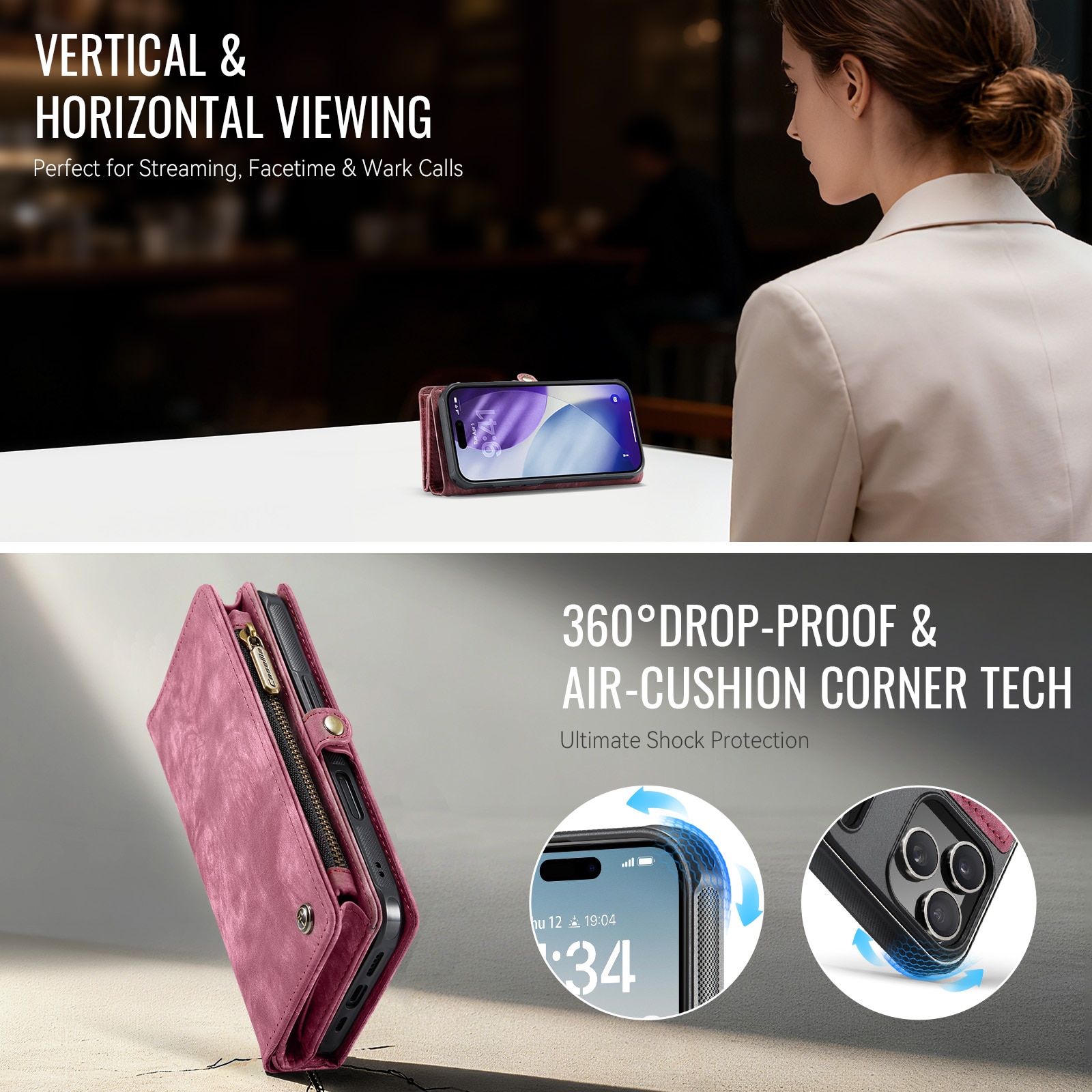 Multi-slot Plånboksfodral iPhone 17 Pro Röd