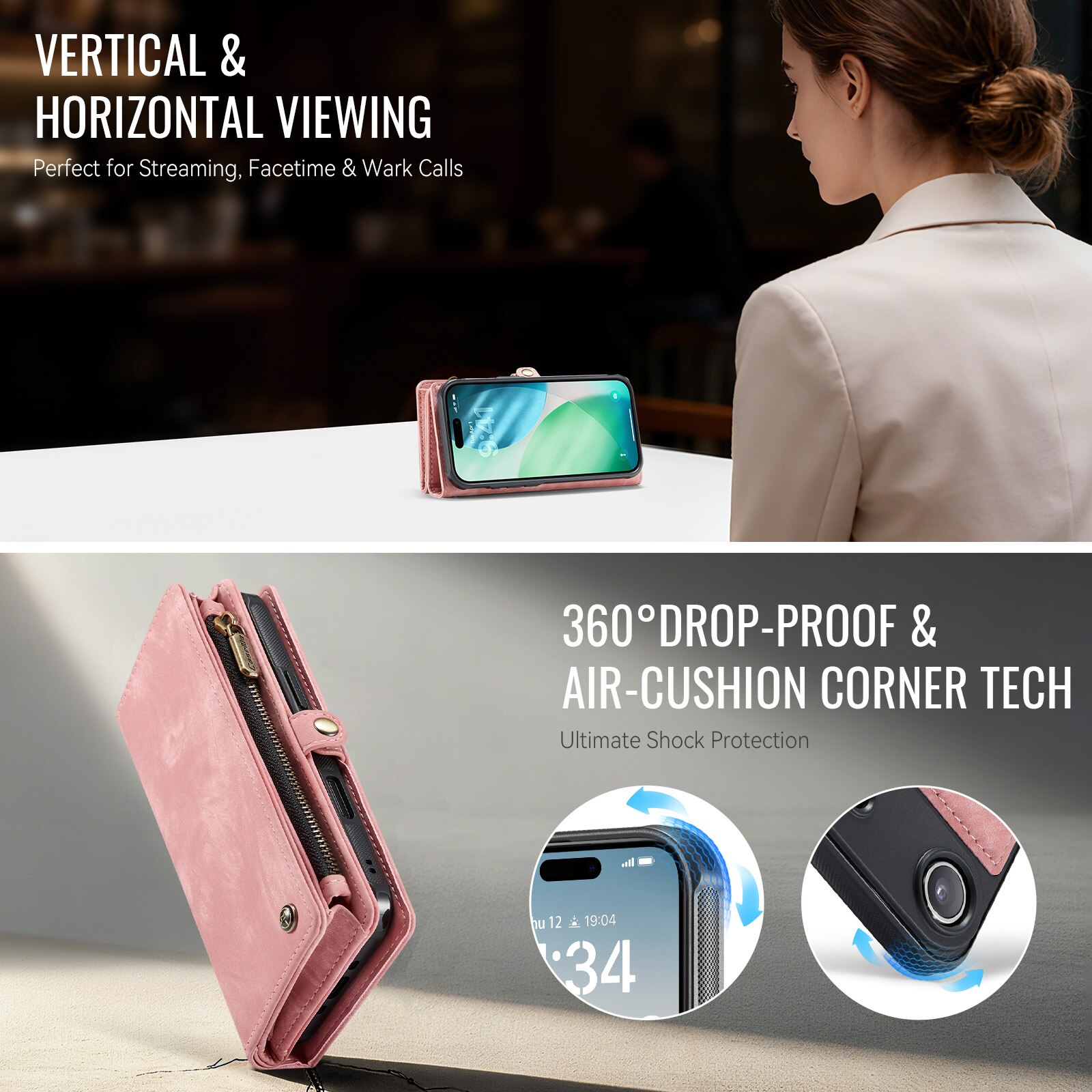 Multi-slot Plånboksfodral iPhone Air Rosa