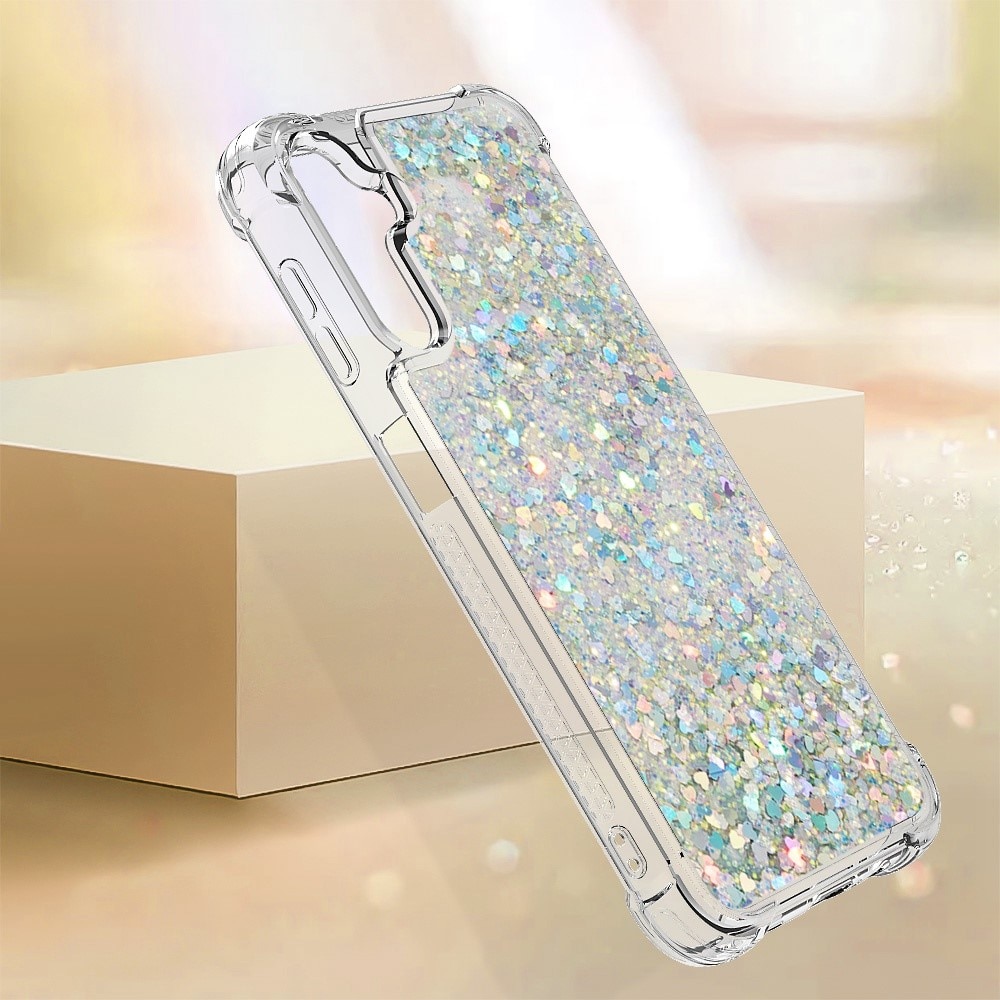 Glitter Powder TPU Skal Samsung Galaxy A14 silver