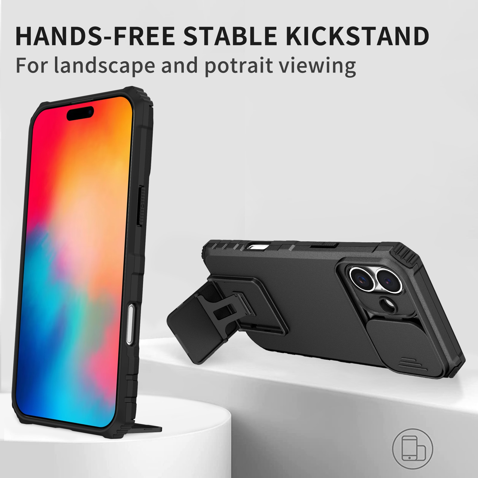 iPhone 17 Kickstand Skal Kameraskydd Svart