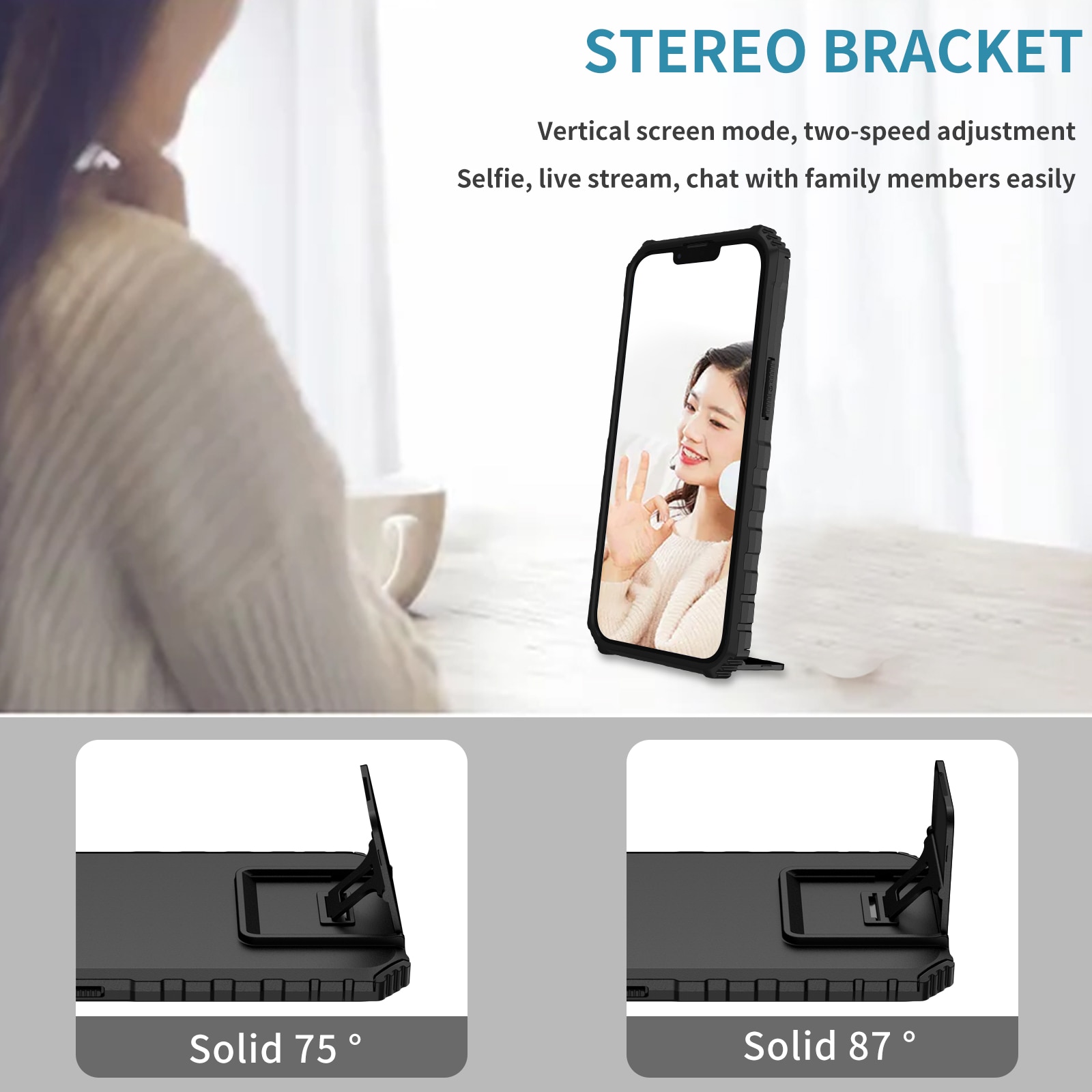 iPhone 17 Kickstand Skal Kameraskydd Svart