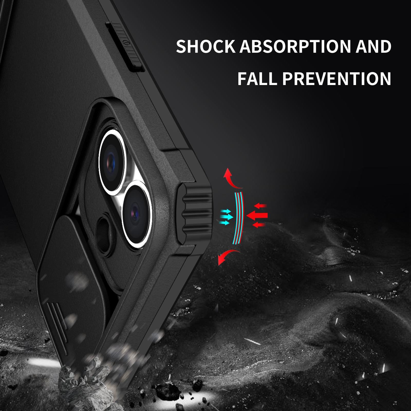 iPhone 17 Kickstand Skal Kameraskydd Svart